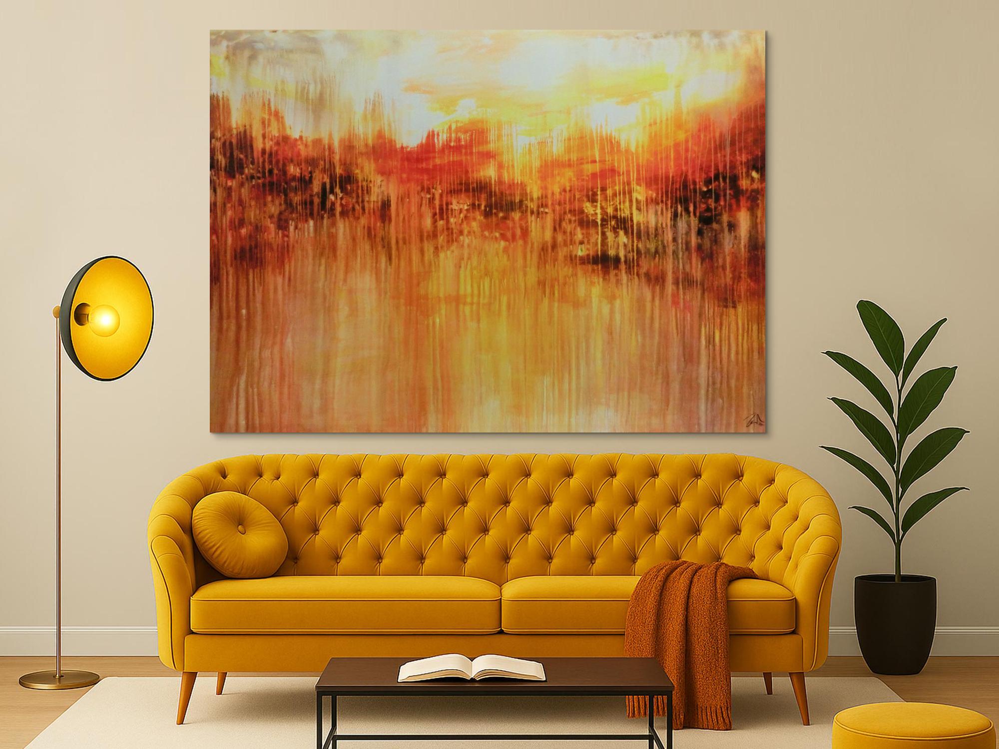 Abstraktes Acrylbild sehr groß xxl sehr ausdrucksstark orange mediterran