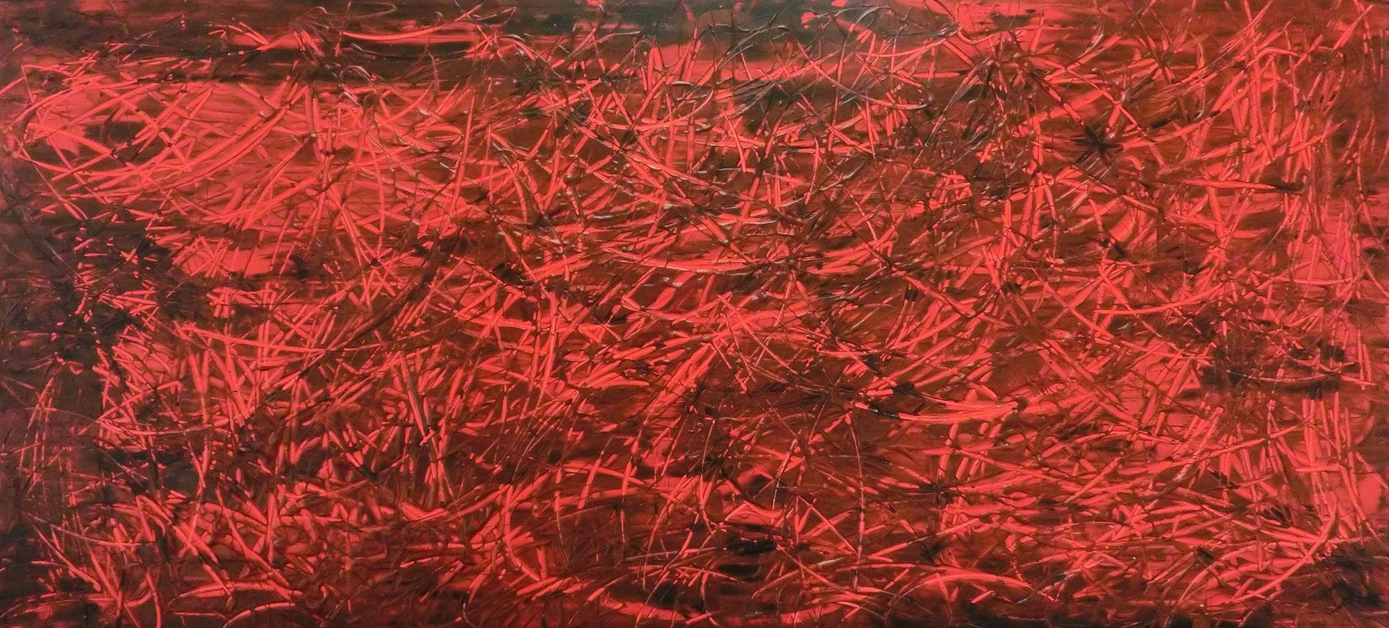 Modernes Gemälde abstrakt rot schwarz schlicht