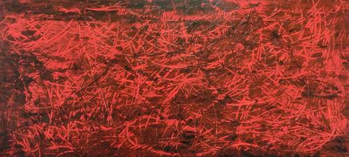 Modernes Gemälde abstrakt rot schwarz schlicht