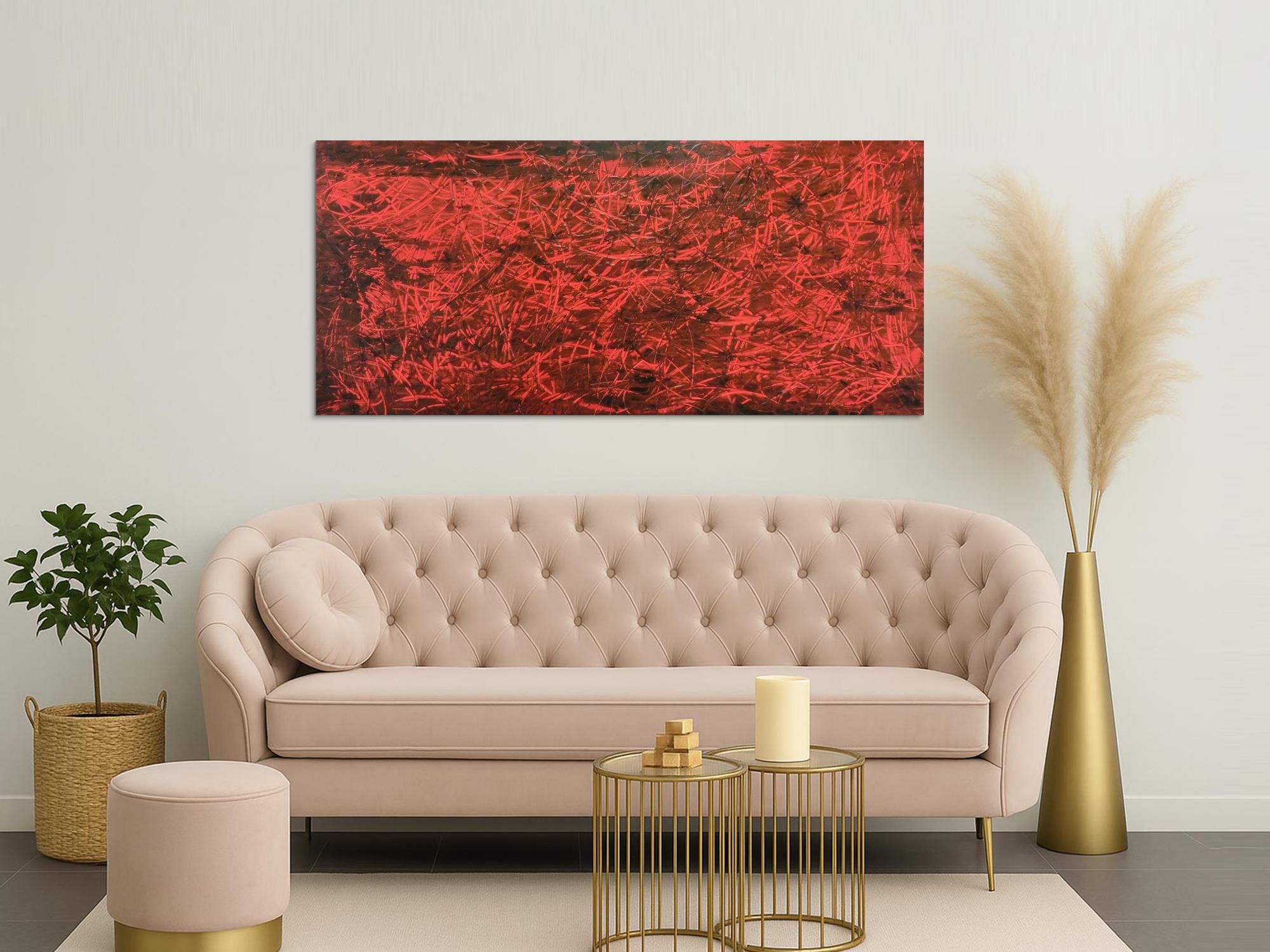 Modernes Gemälde abstrakt rot schwarz schlicht