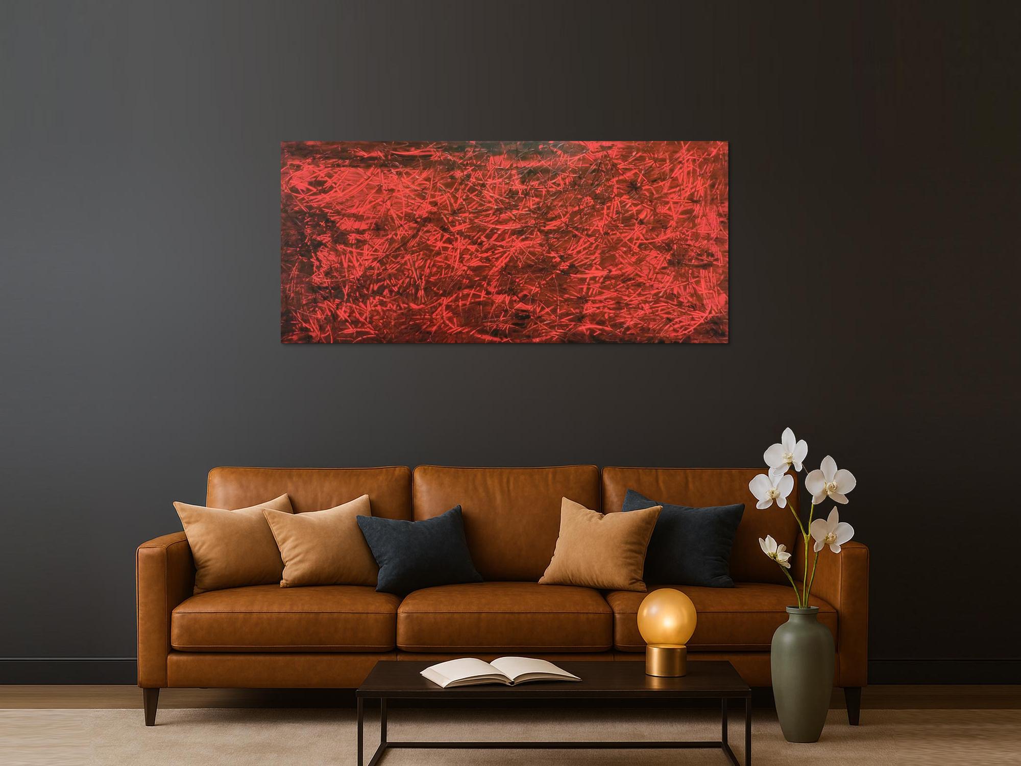 Modernes Gemälde abstrakt rot schwarz schlicht