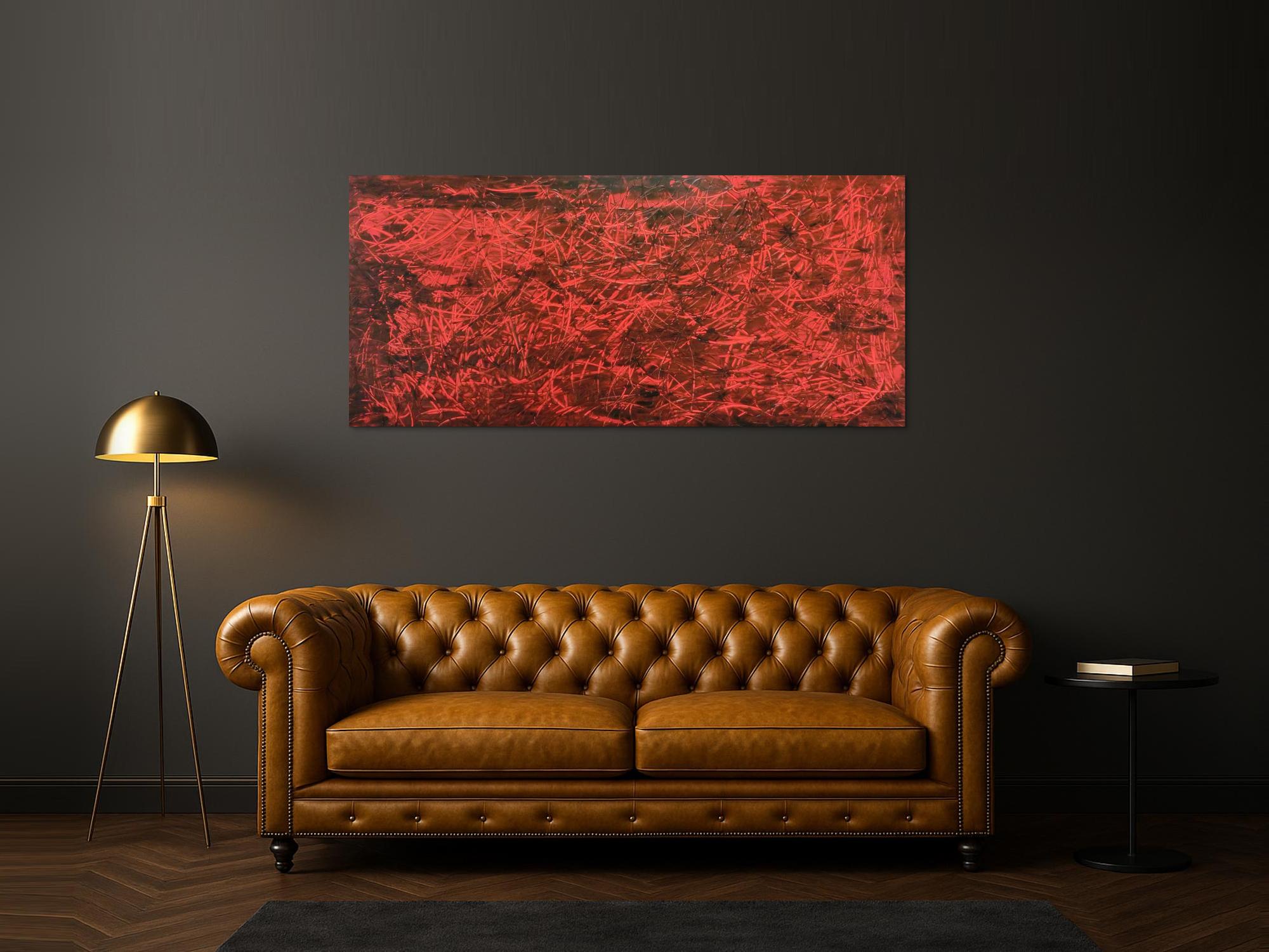 Modernes Gemälde abstrakt rot schwarz schlicht