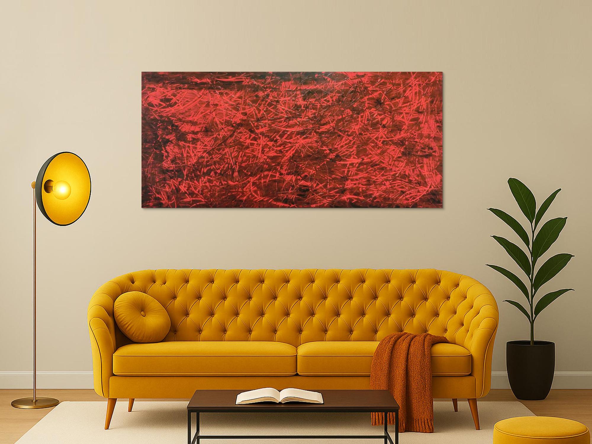 Modernes Gemälde abstrakt rot schwarz schlicht