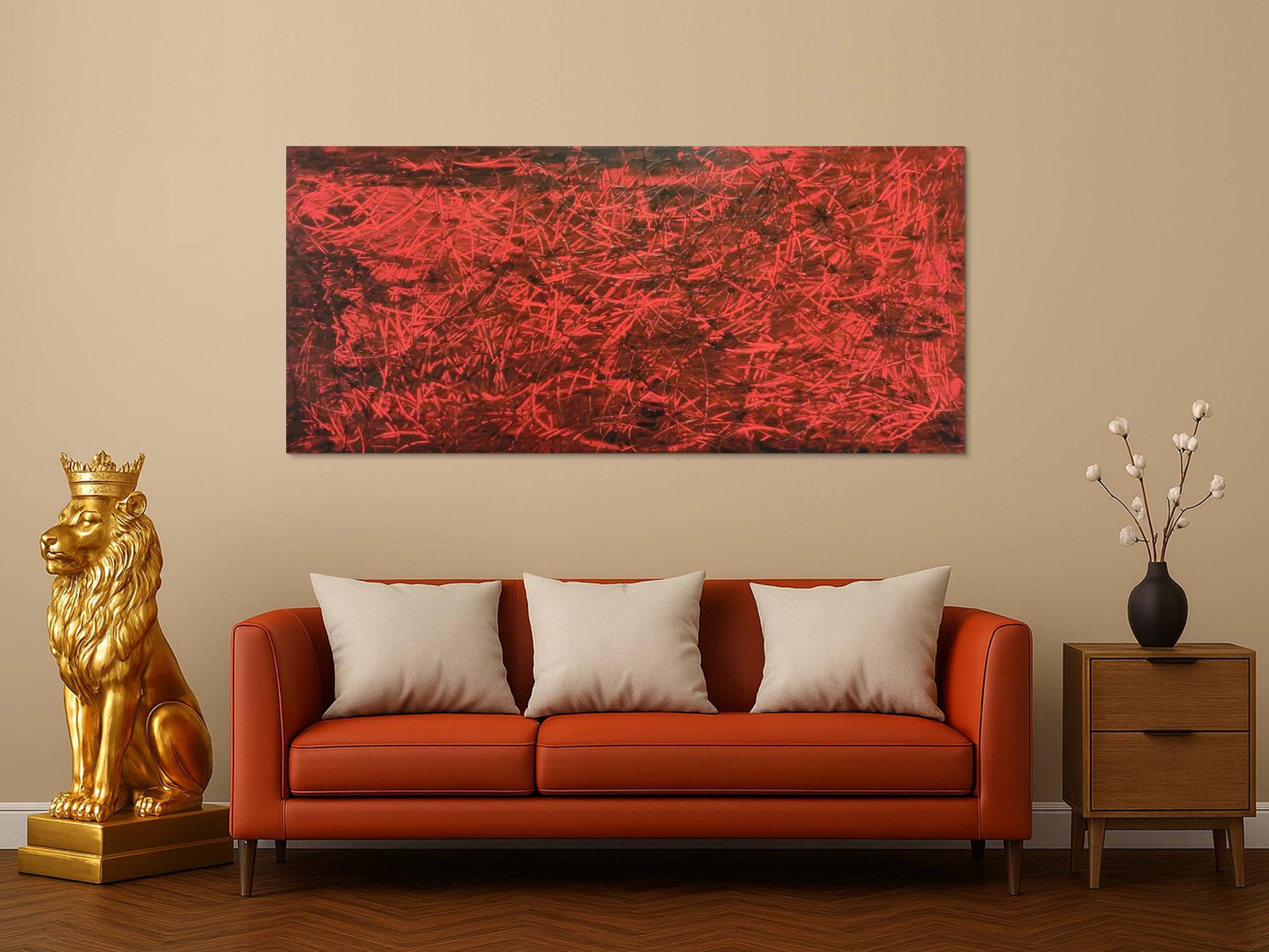 Modernes Gemälde abstrakt rot schwarz schlicht