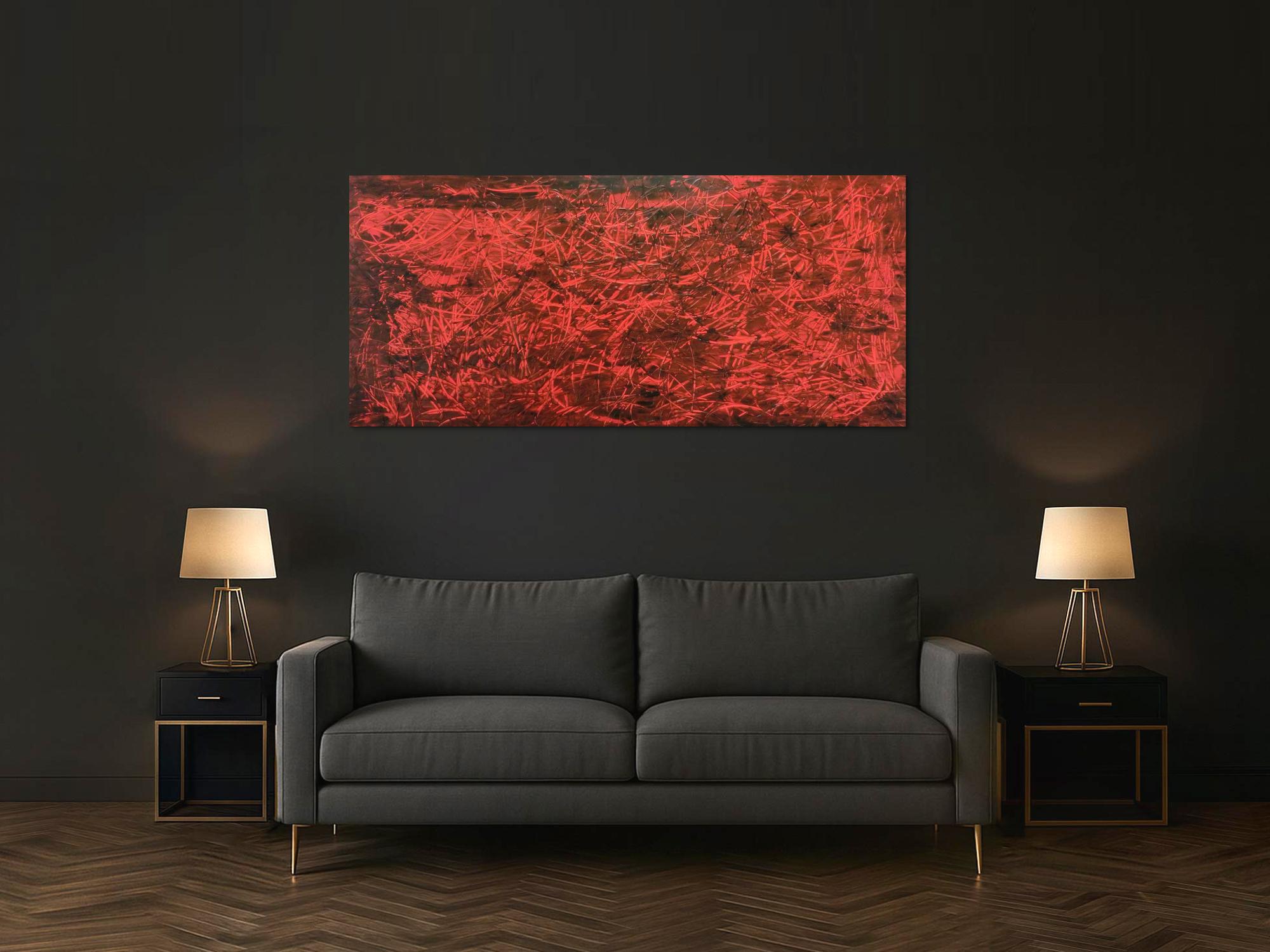 Modernes Gemälde abstrakt rot schwarz schlicht