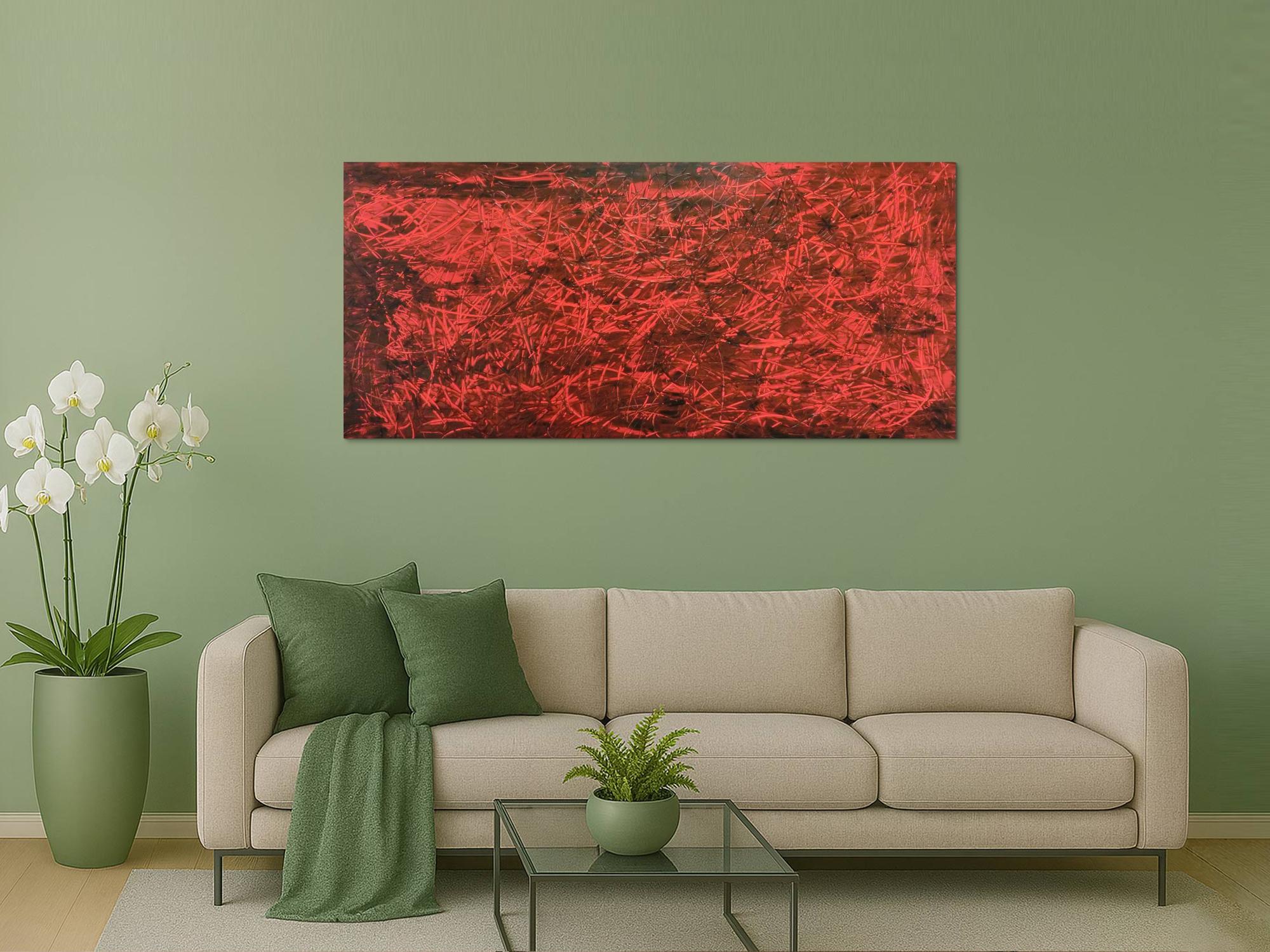 Modernes Gemälde abstrakt rot schwarz schlicht