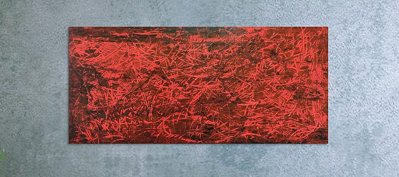 Modernes Gemälde abstrakt rot schwarz schlicht