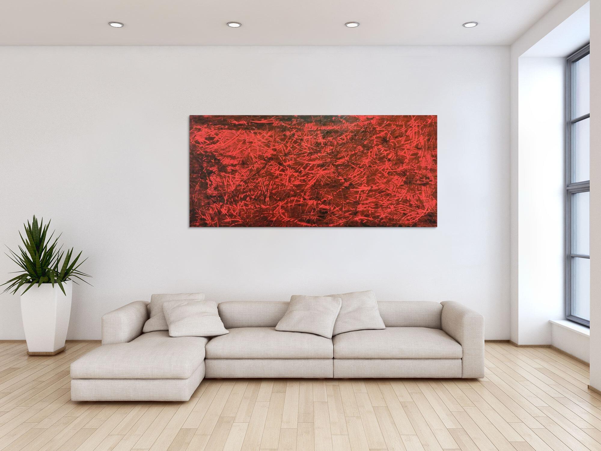 Modernes Gemälde abstrakt rot schwarz schlicht