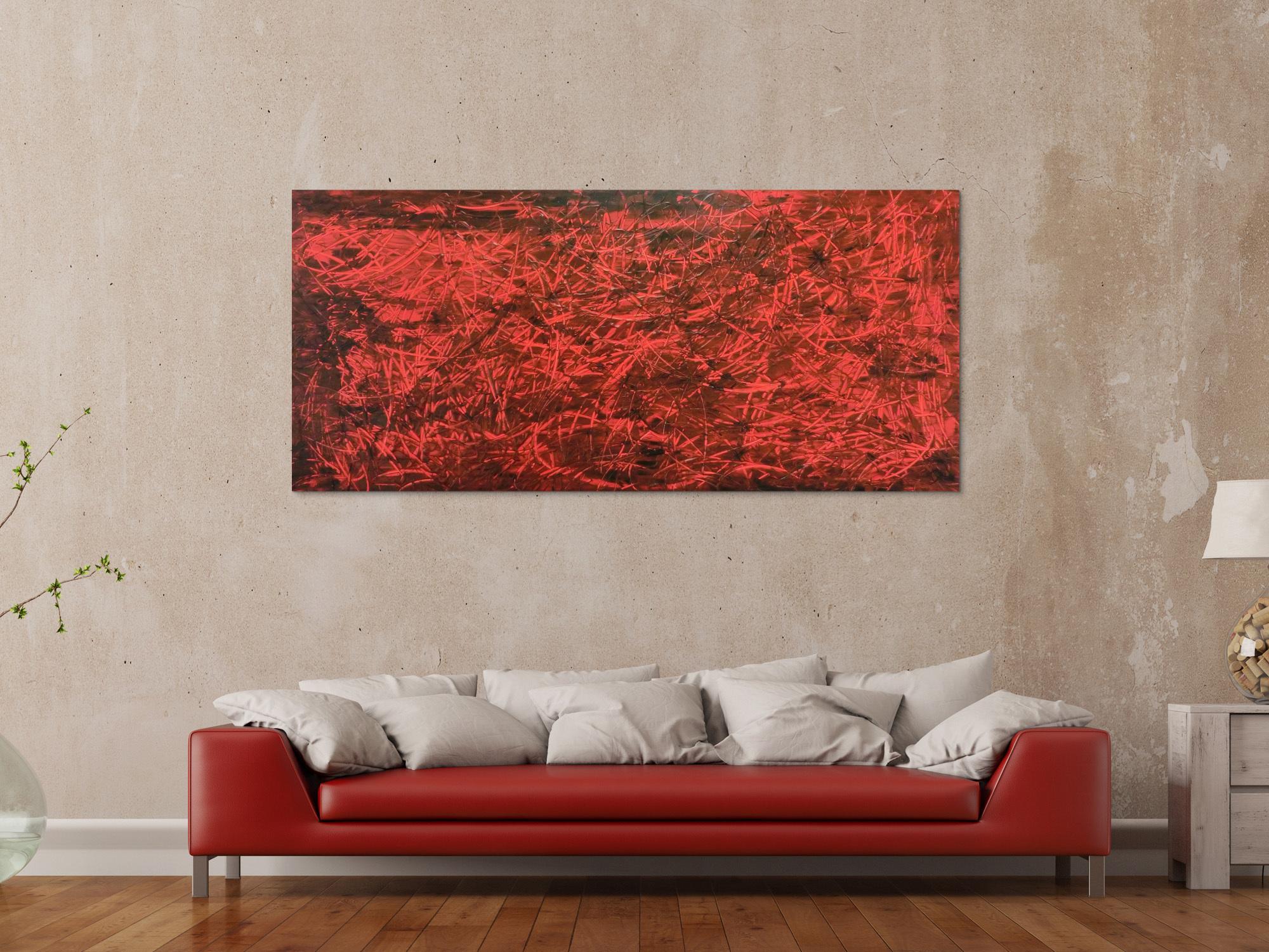 Modernes Gemälde abstrakt rot schwarz schlicht