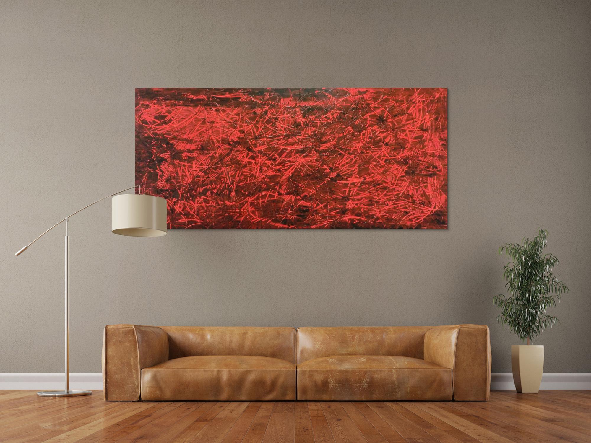 Modernes Gemälde abstrakt rot schwarz schlicht