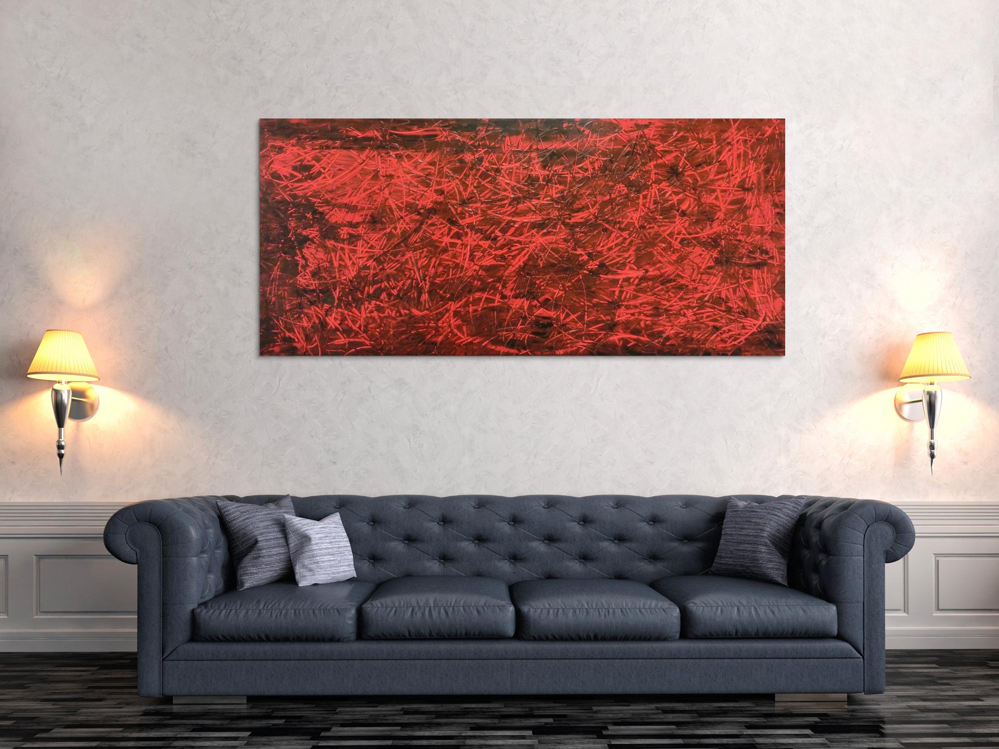 Modernes Gemälde abstrakt rot schwarz schlicht