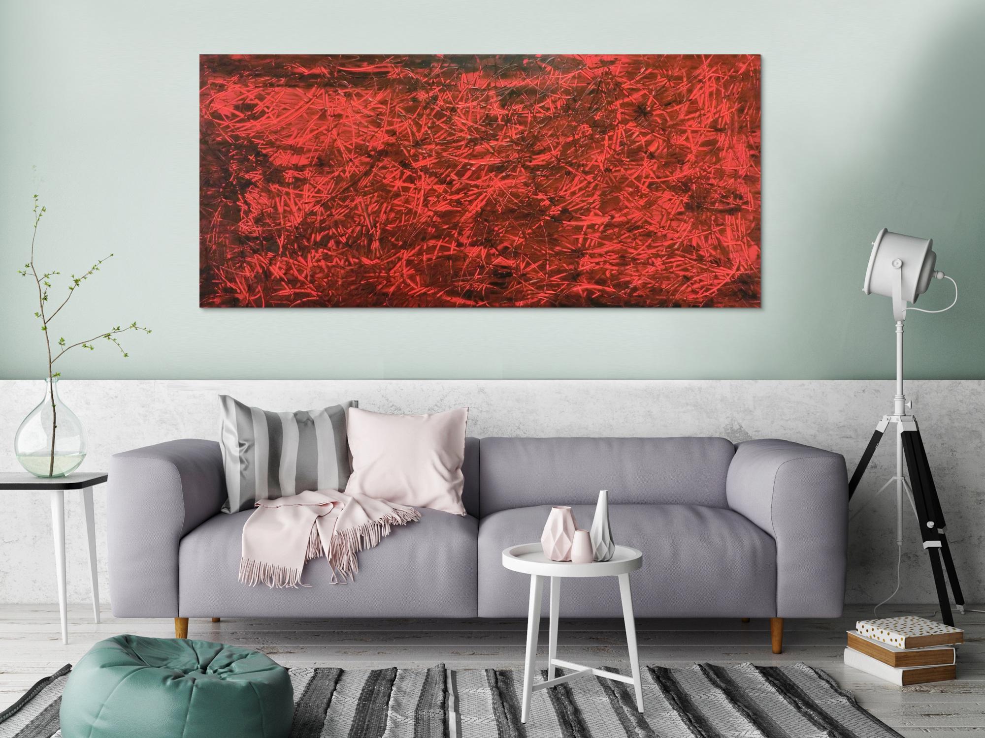 Modernes Gemälde abstrakt rot schwarz schlicht