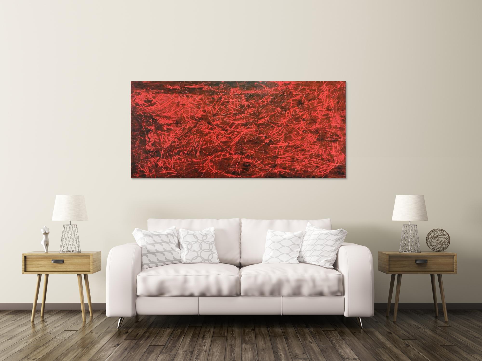 Modernes Gemälde abstrakt rot schwarz schlicht