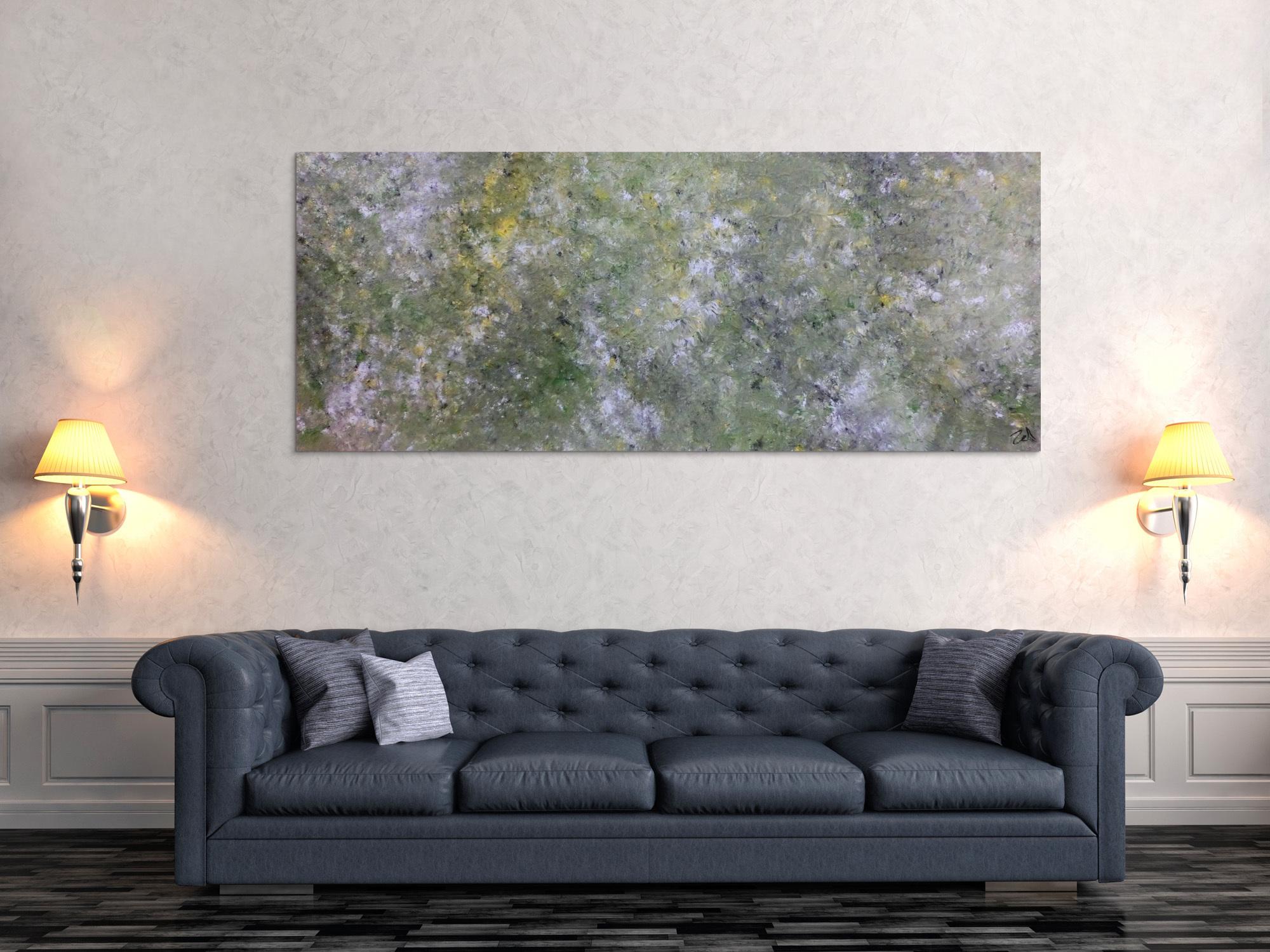 Abstraktes Acrylbild modern grün grau