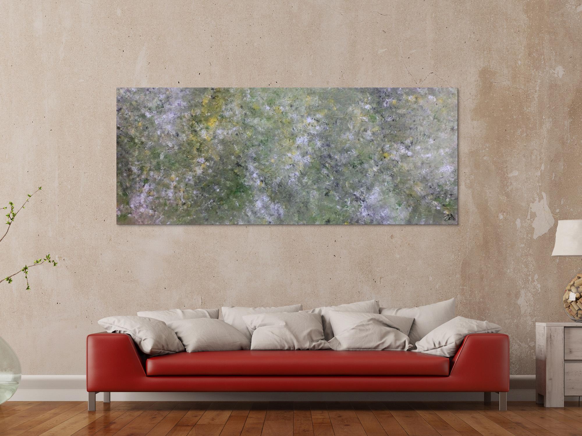 Abstraktes Acrylbild modern grün grau