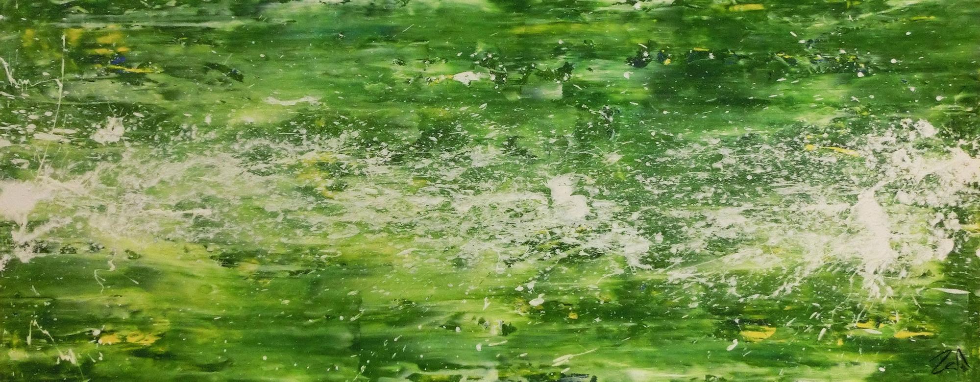 Modernes Acrylgemälde abstrakt grün weiß