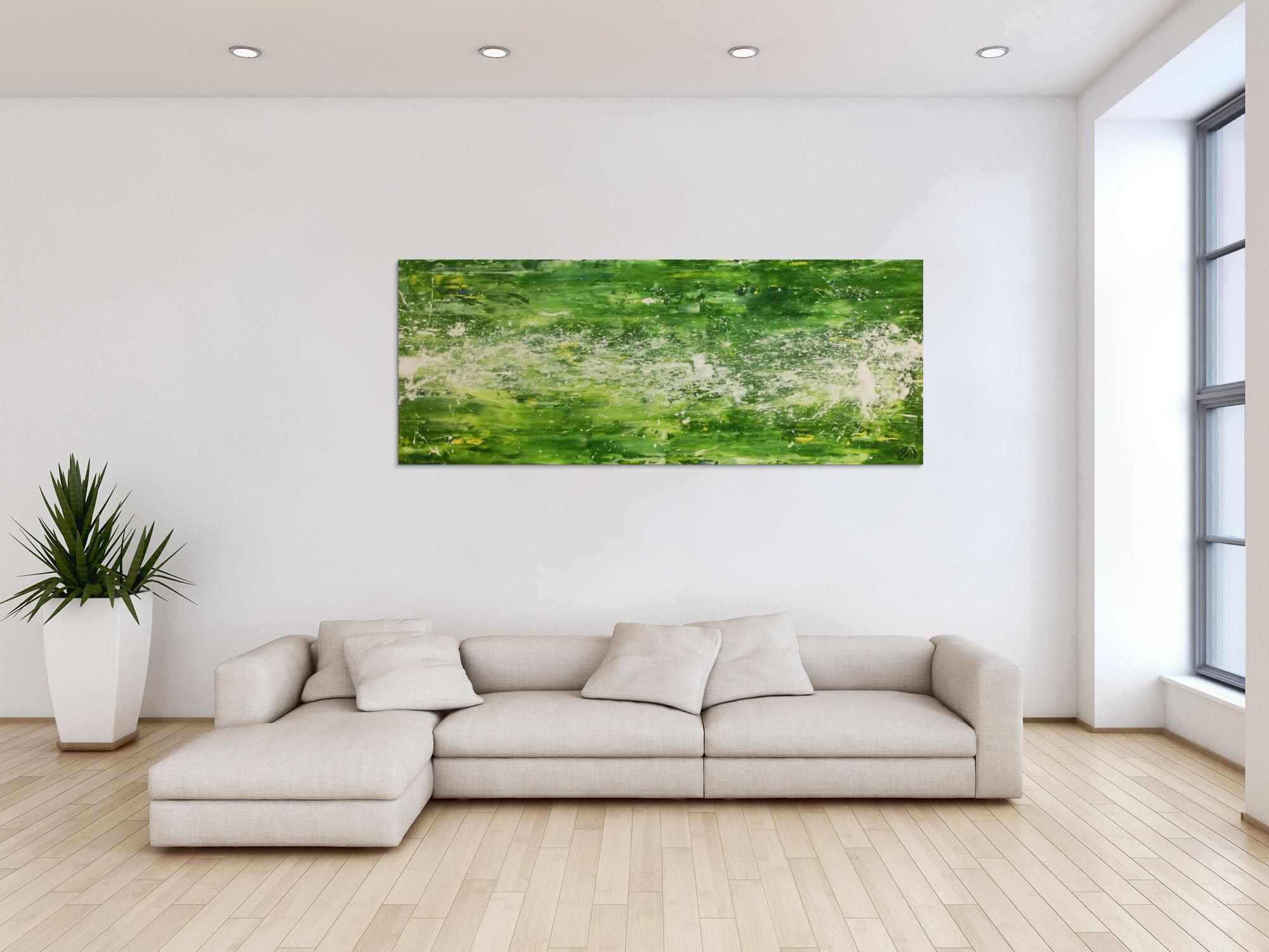 Modernes Acrylgemälde abstrakt grün weiß