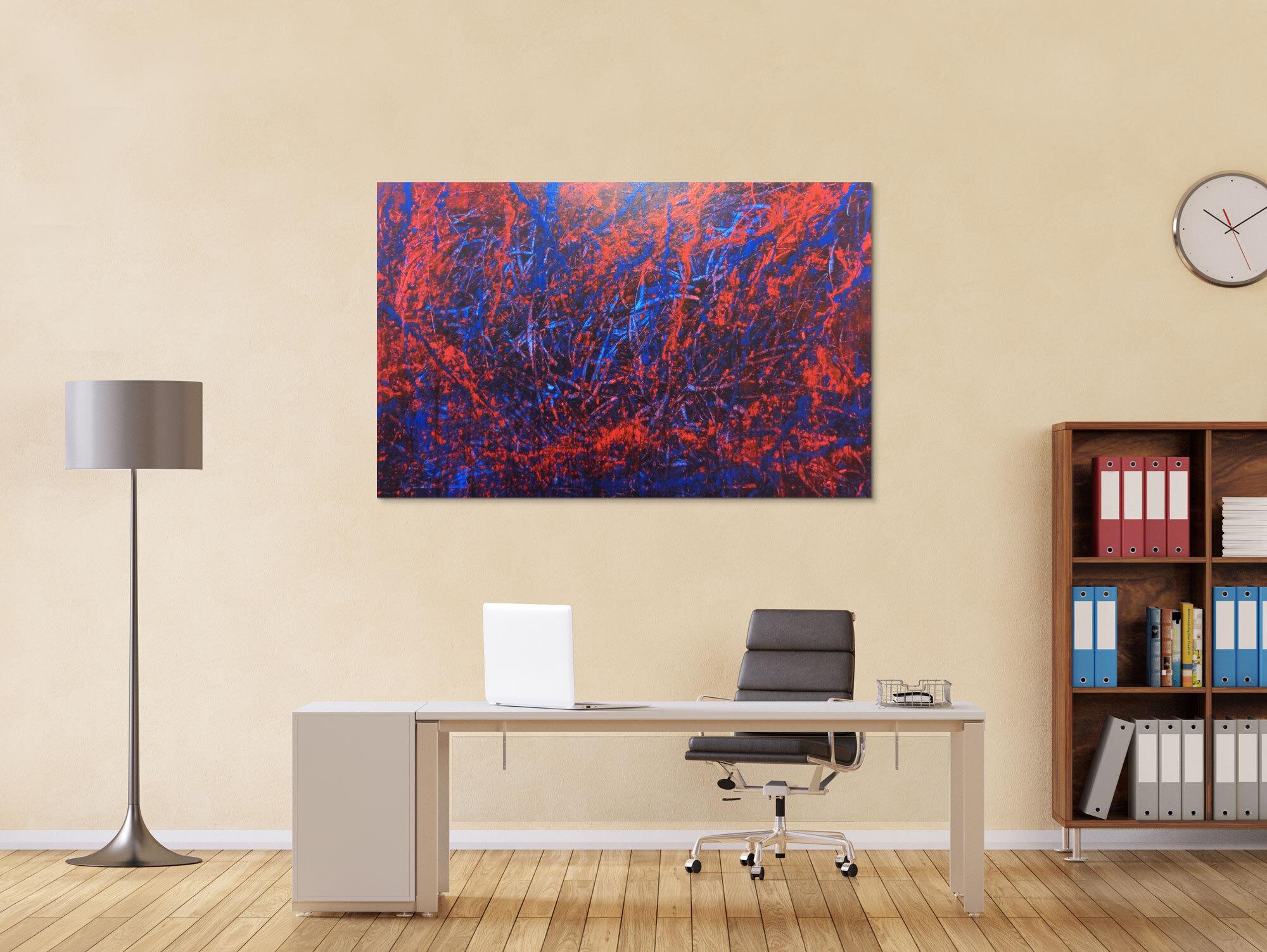 Abstraktes Acrylbild blau rot lila modern schlicht