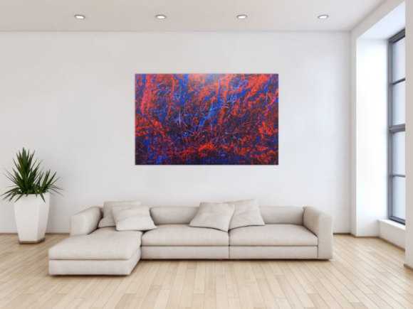 Abstraktes Acrylbild blau rot lila modern schlicht