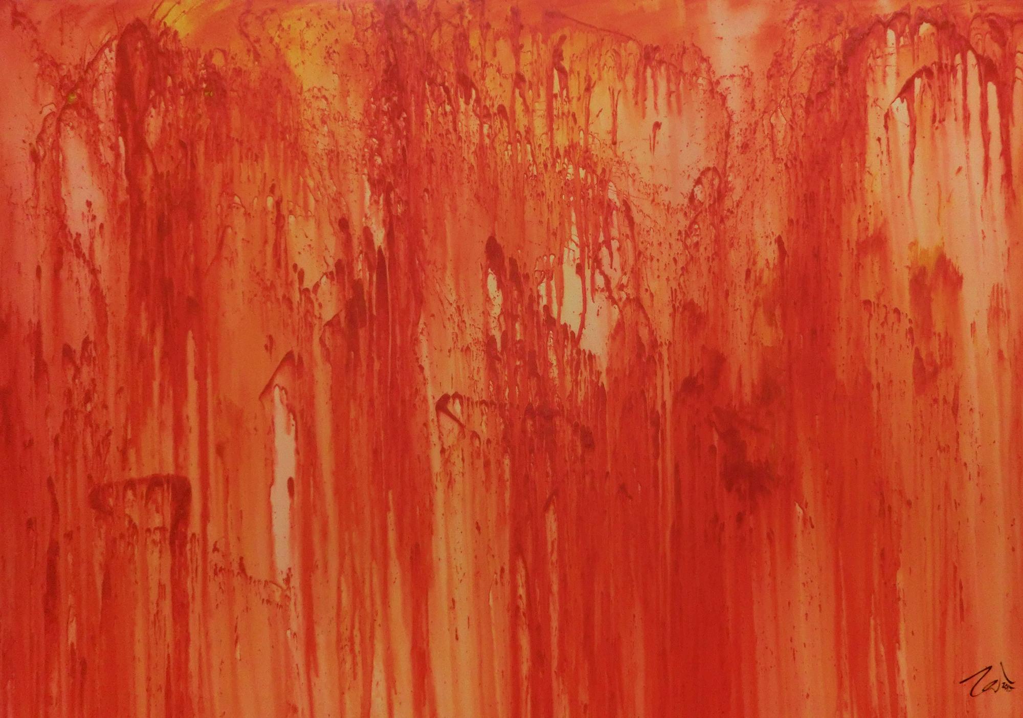 Abstraktes Acrylbild modern in orange