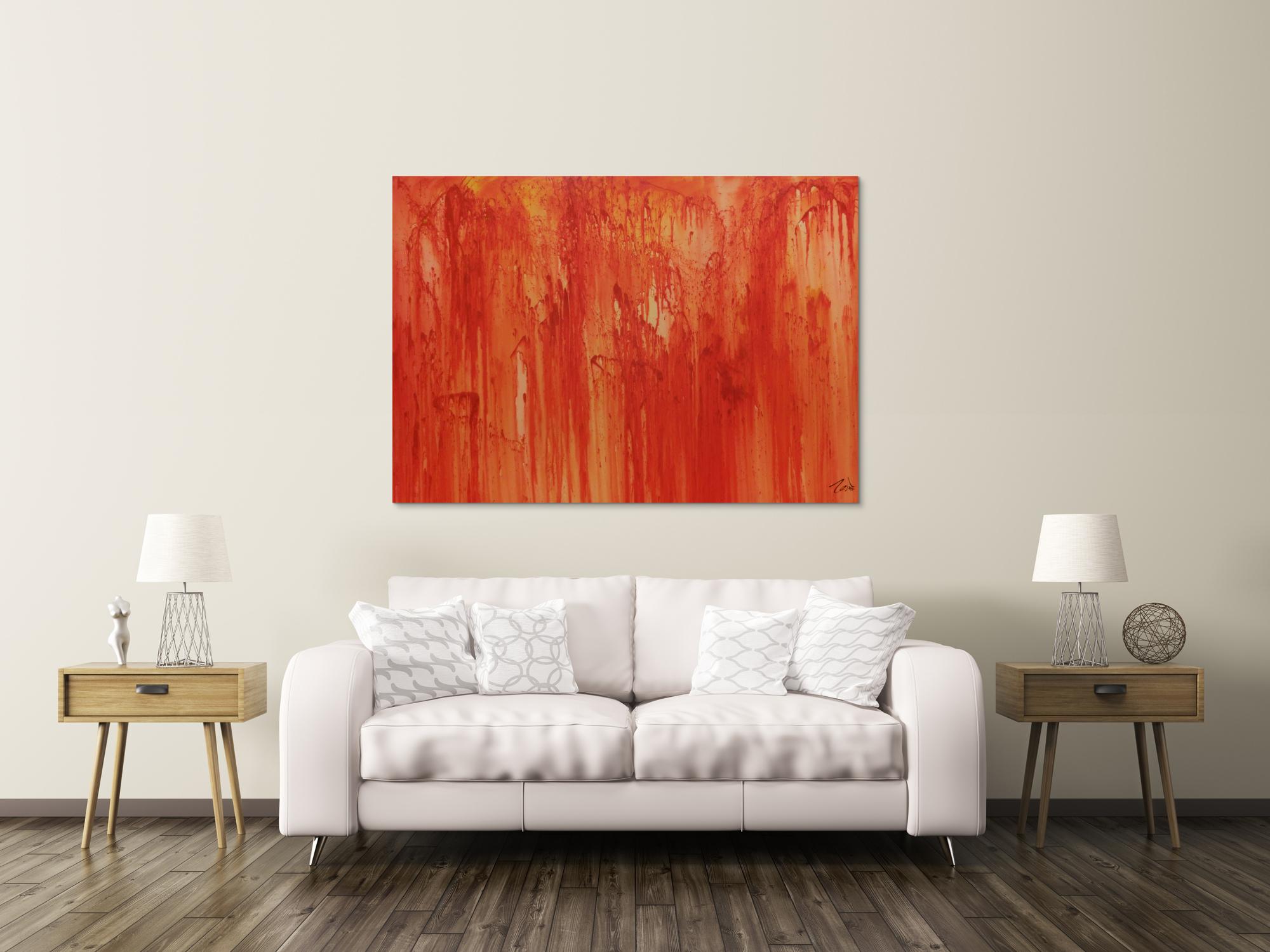 Abstraktes Acrylbild modern in orange