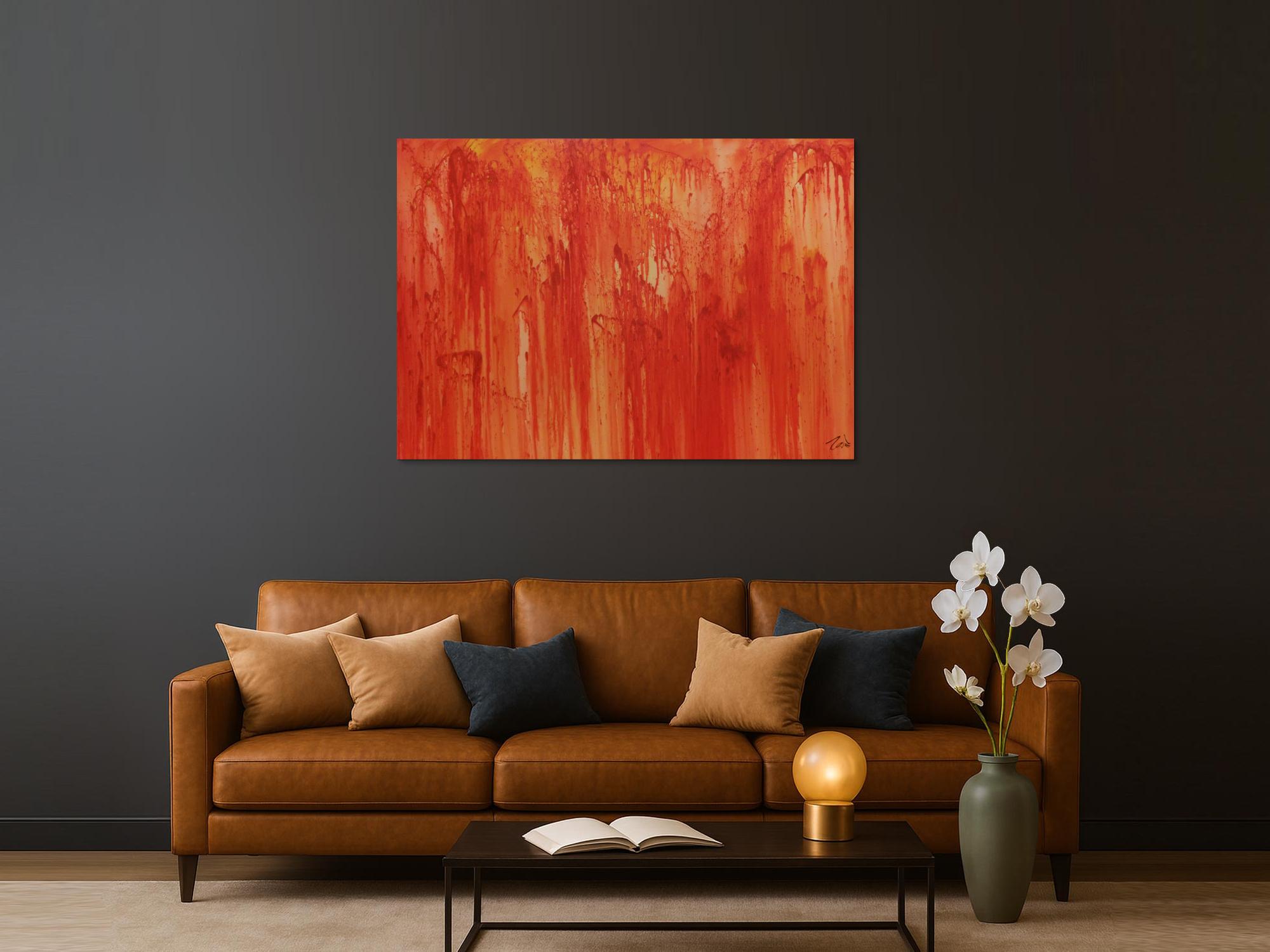 Abstraktes Acrylbild modern in orange