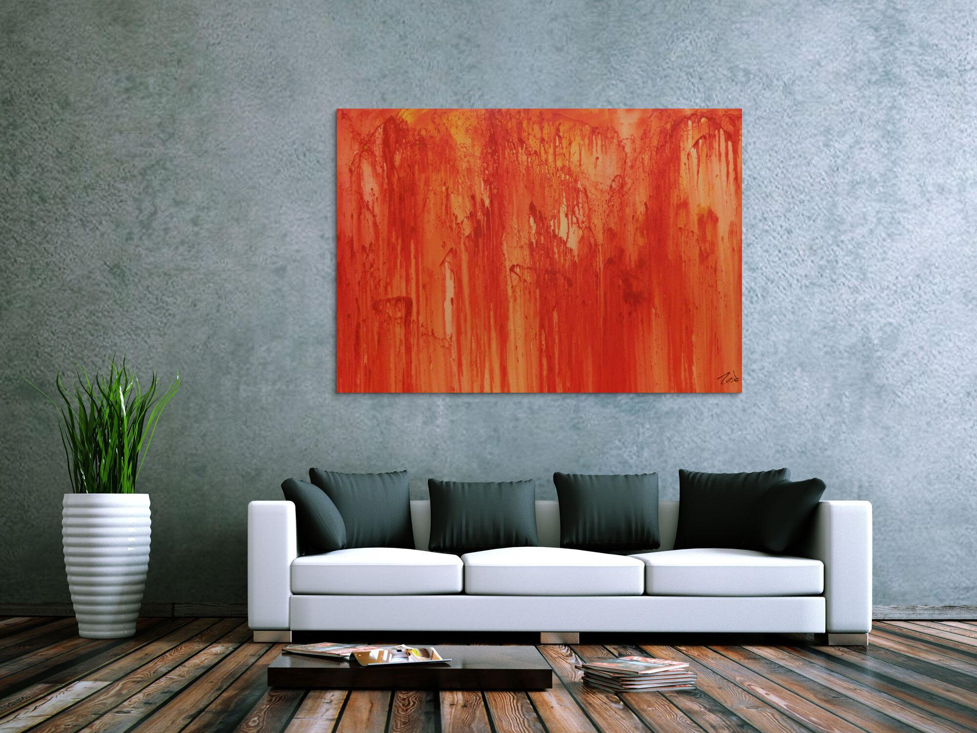 Abstraktes Acrylbild modern in orange