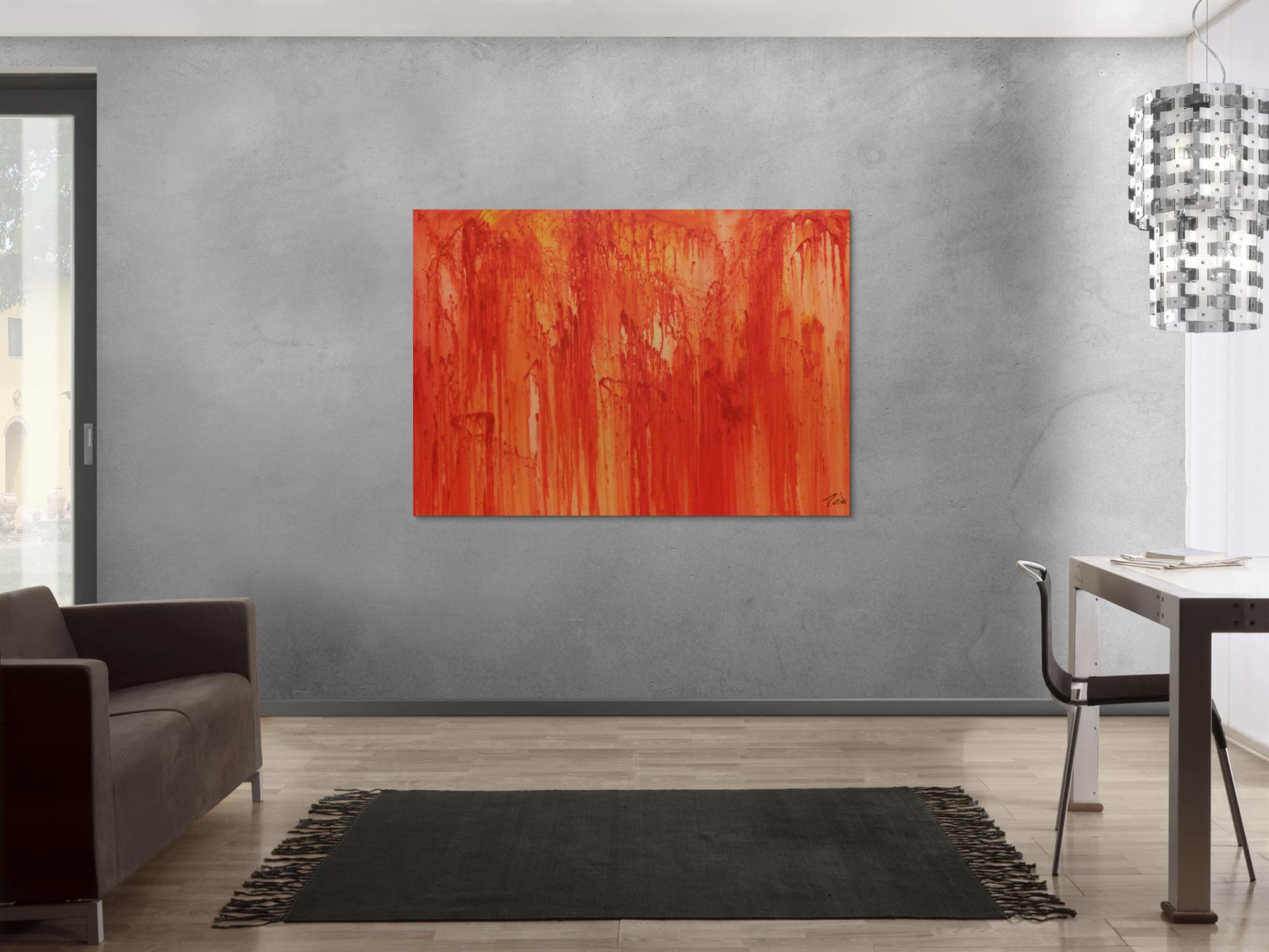 Abstraktes Acrylbild modern in orange