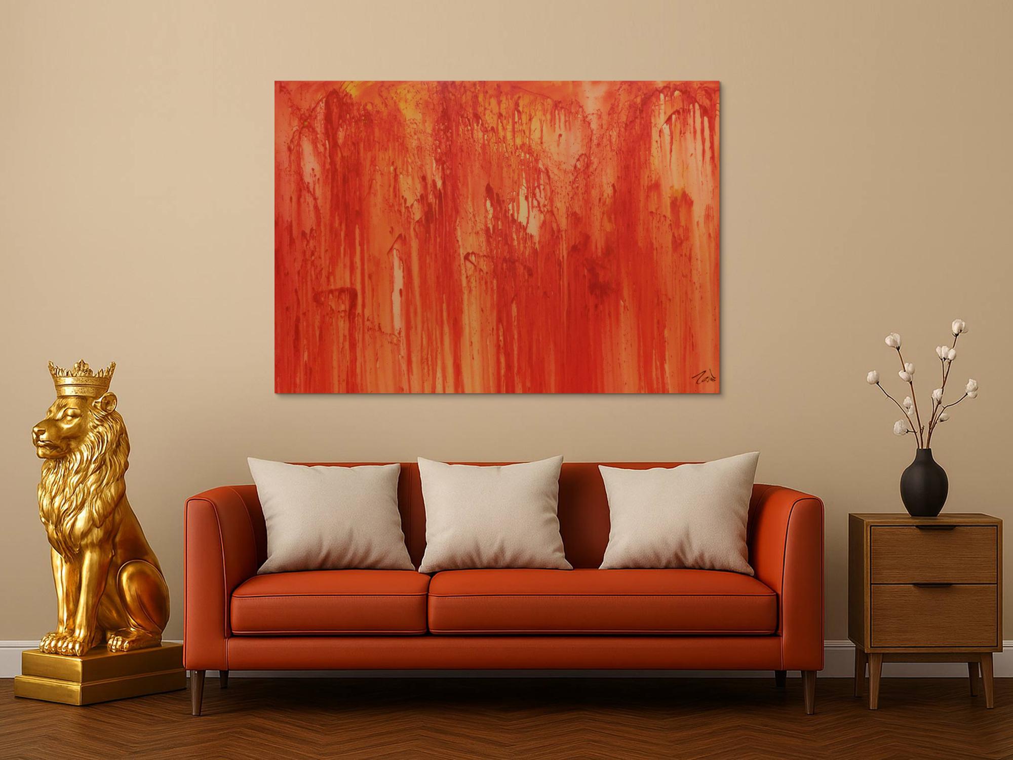 Abstraktes Acrylbild modern in orange