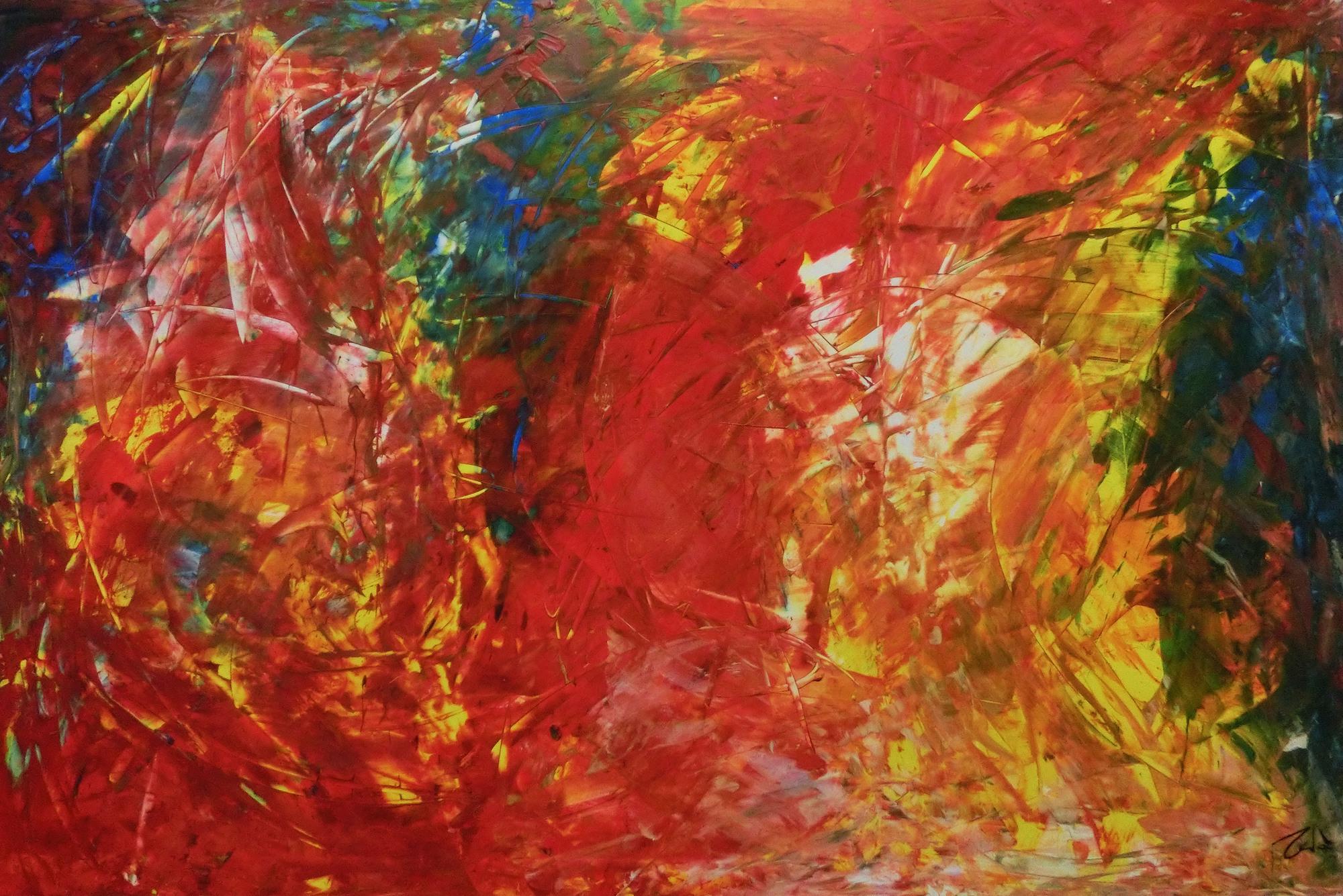 Modernes buntes Acrylbemälde abstrakt viele Farben