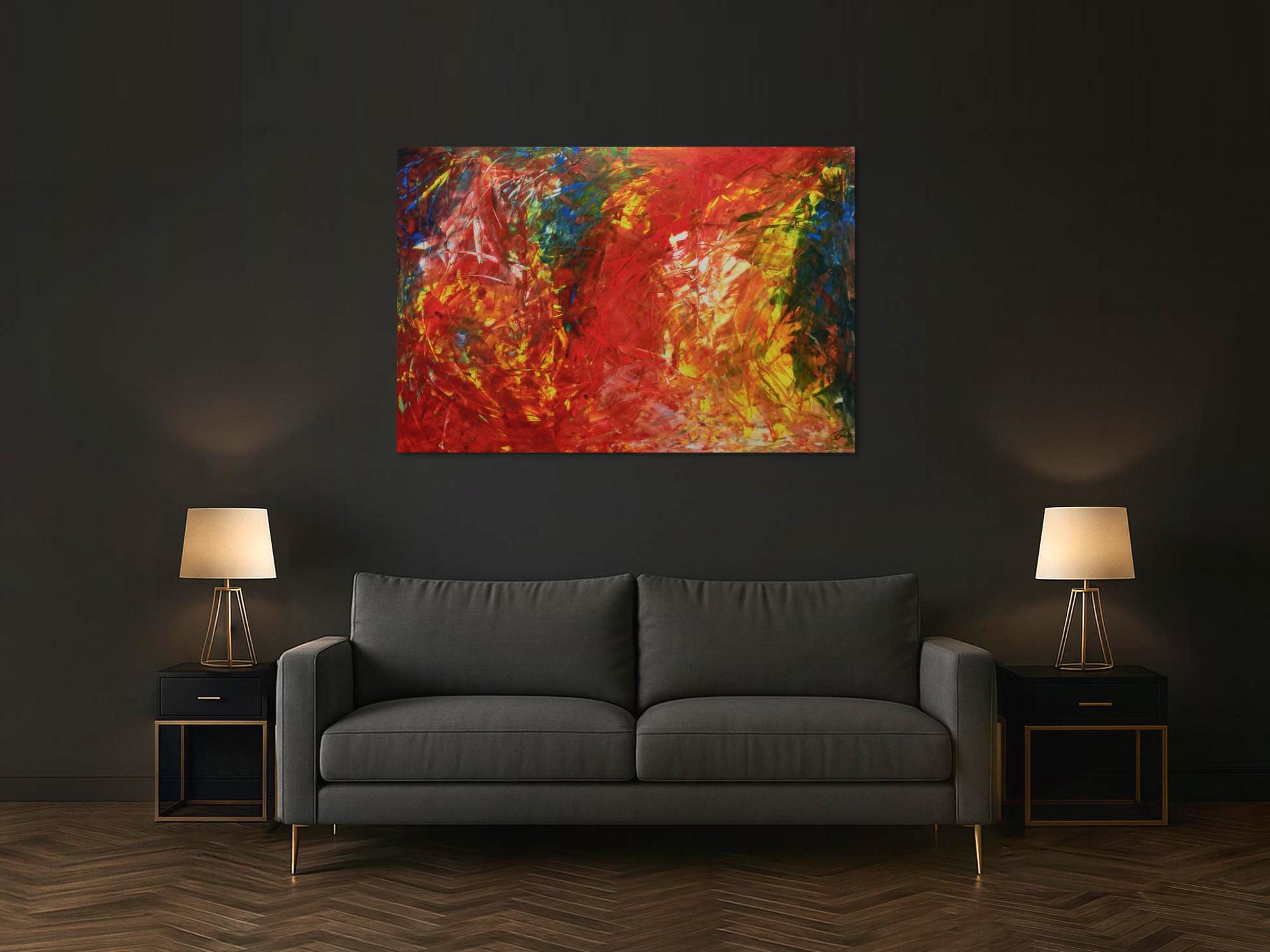 Modernes buntes Acrylbemälde abstrakt viele Farben