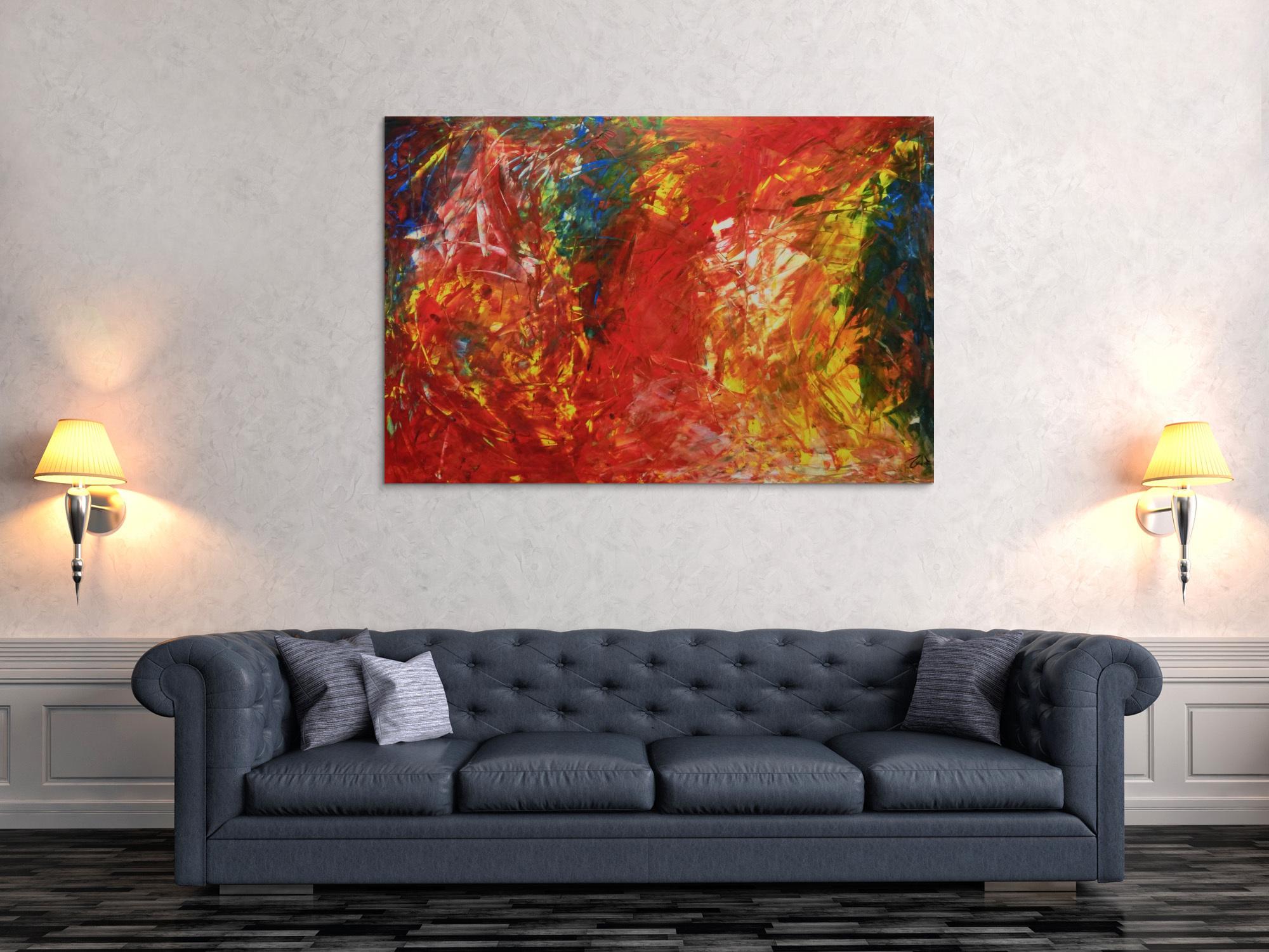 Modernes buntes Acrylbemälde abstrakt viele Farben