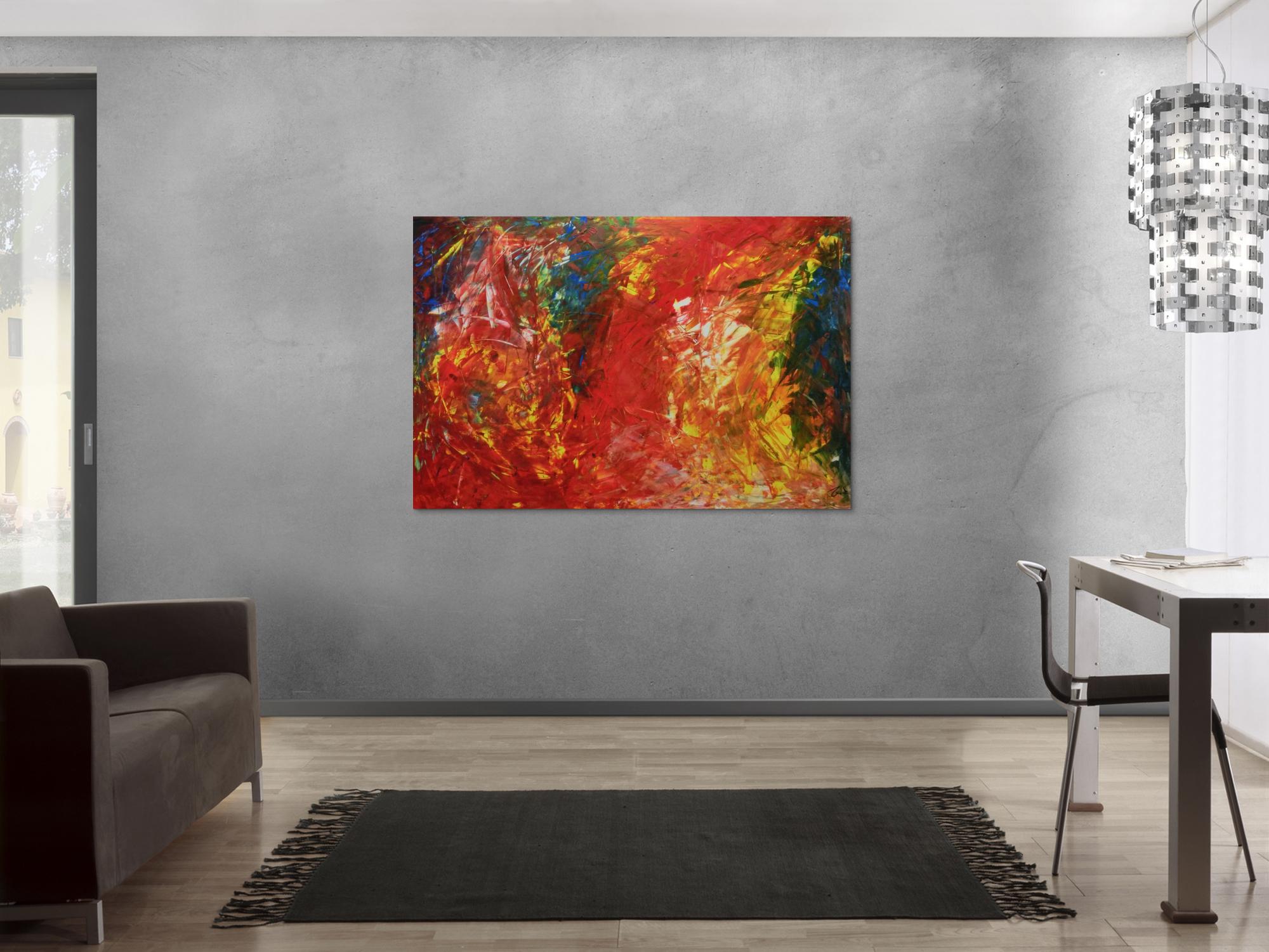 Modernes buntes Acrylbemälde abstrakt viele Farben