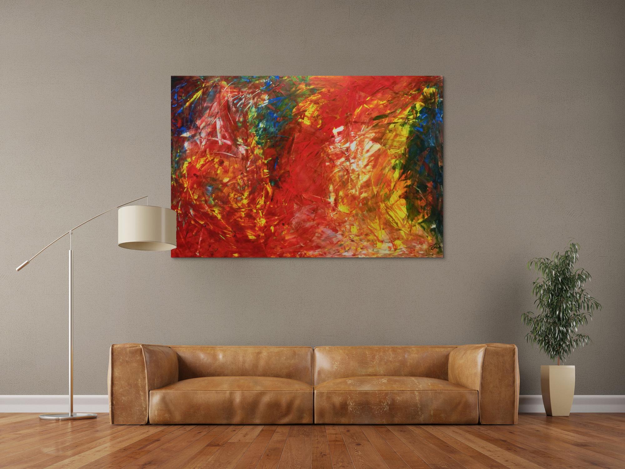 Modernes buntes Acrylbemälde abstrakt viele Farben