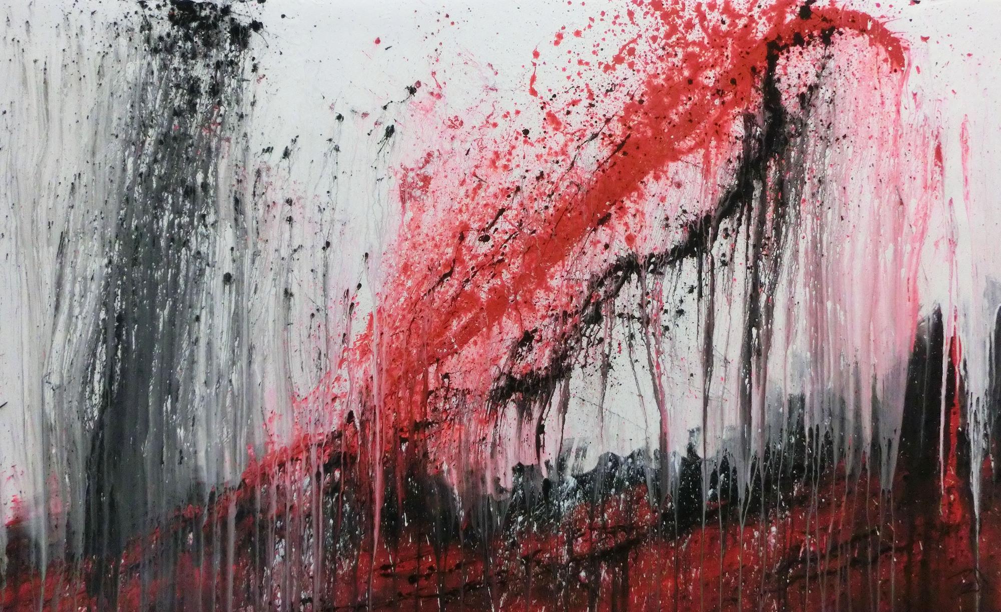 Modernes Acrylgemälde rot schwaz weiß