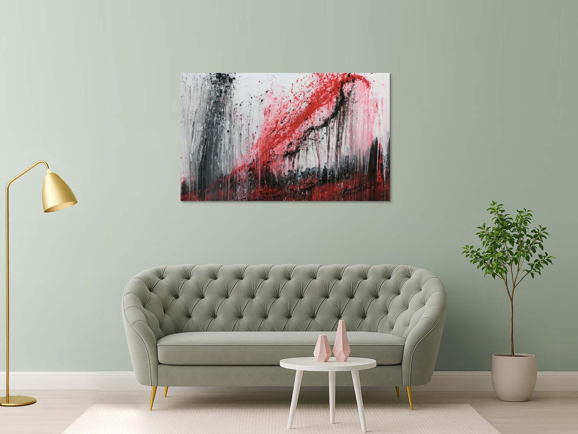 Modernes Acrylgemälde rot schwaz weiß