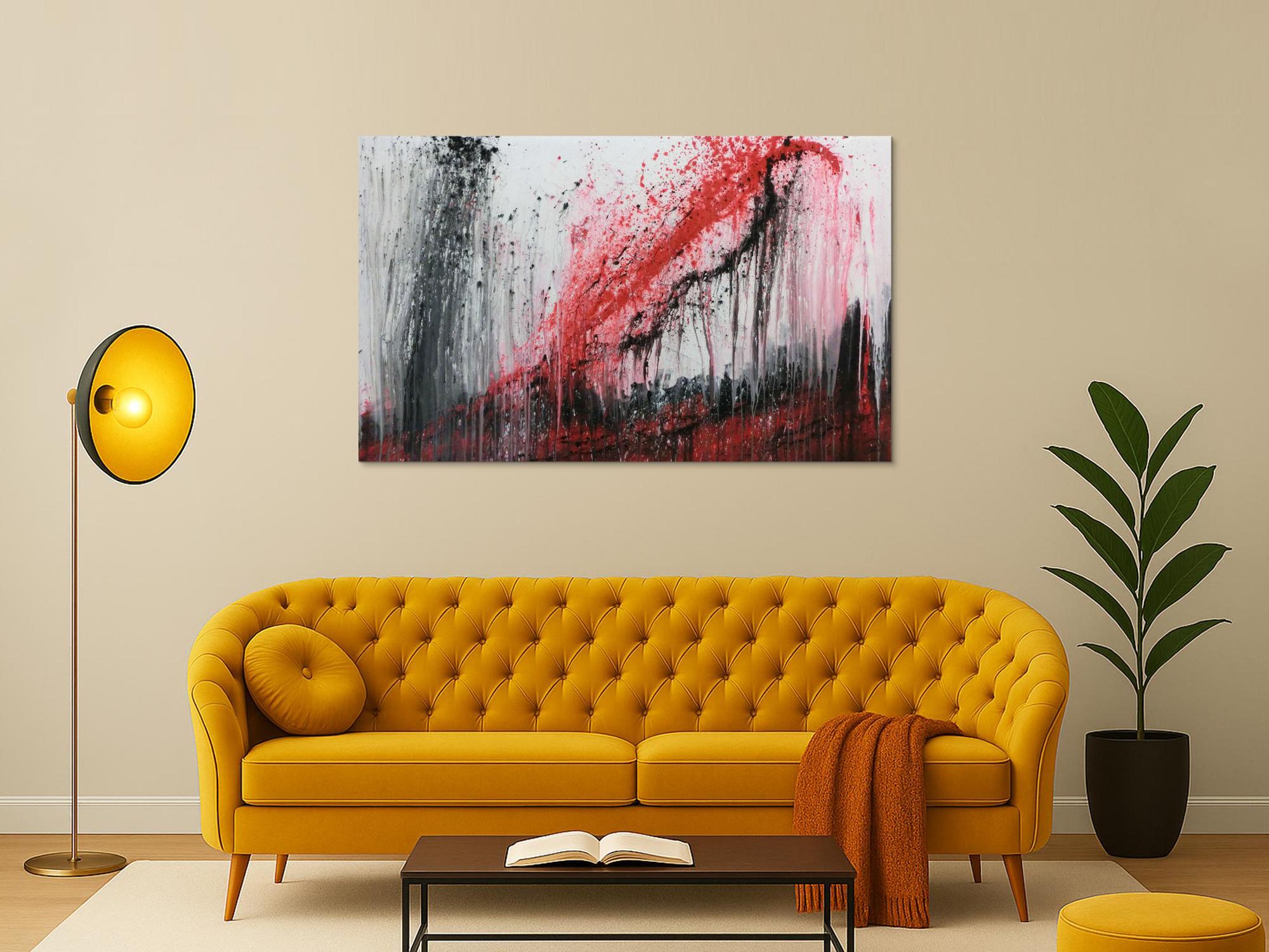 Modernes Acrylgemälde rot schwaz weiß