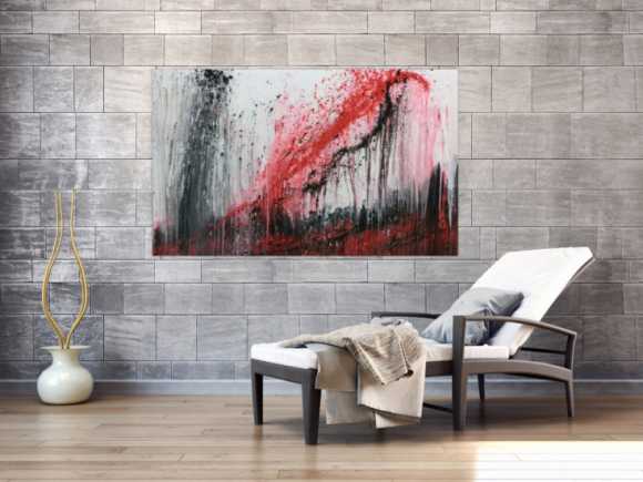 Modernes Acrylgemälde rot schwaz weiß