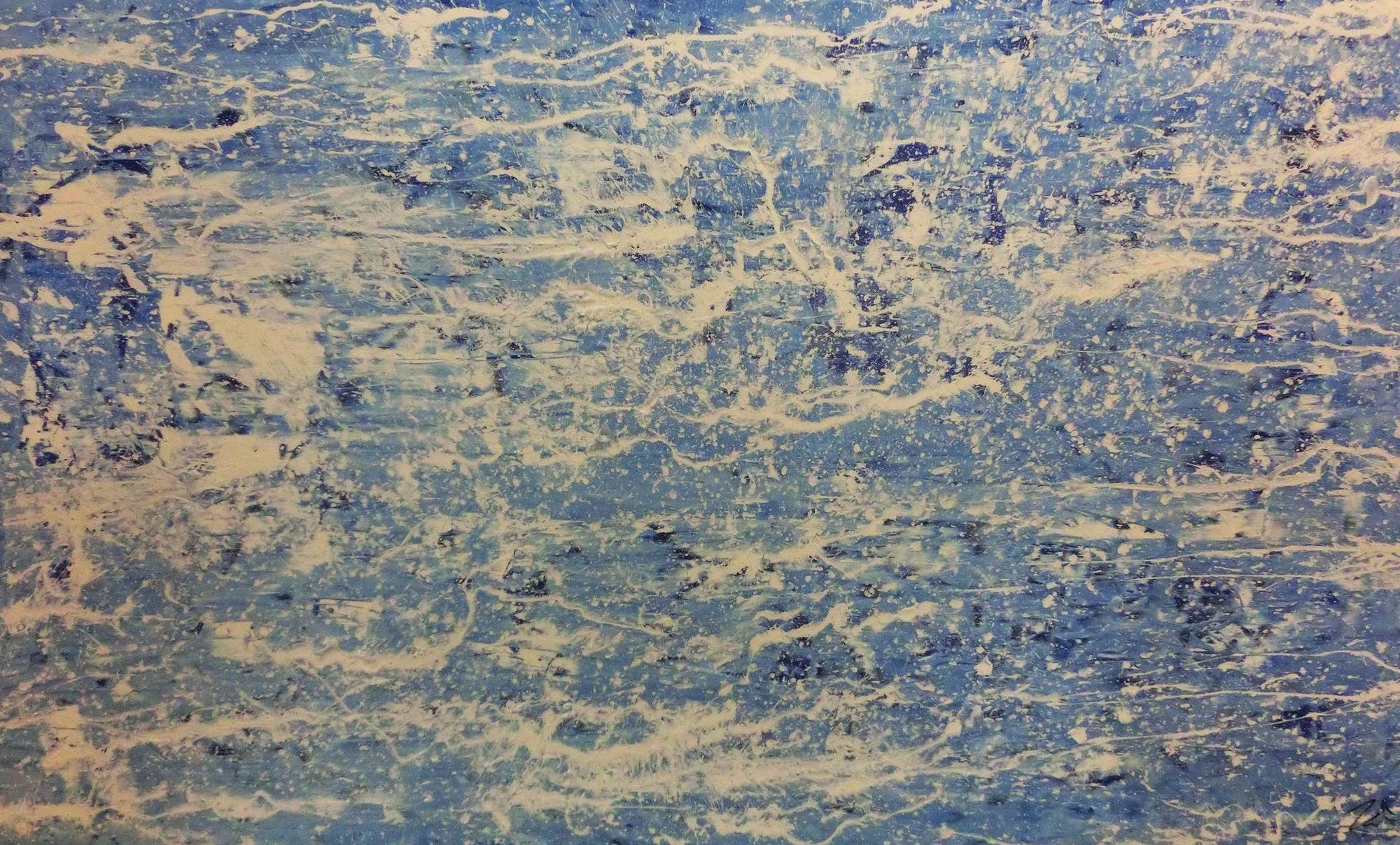 Schlichtes Acrylbild in blau weiß modern