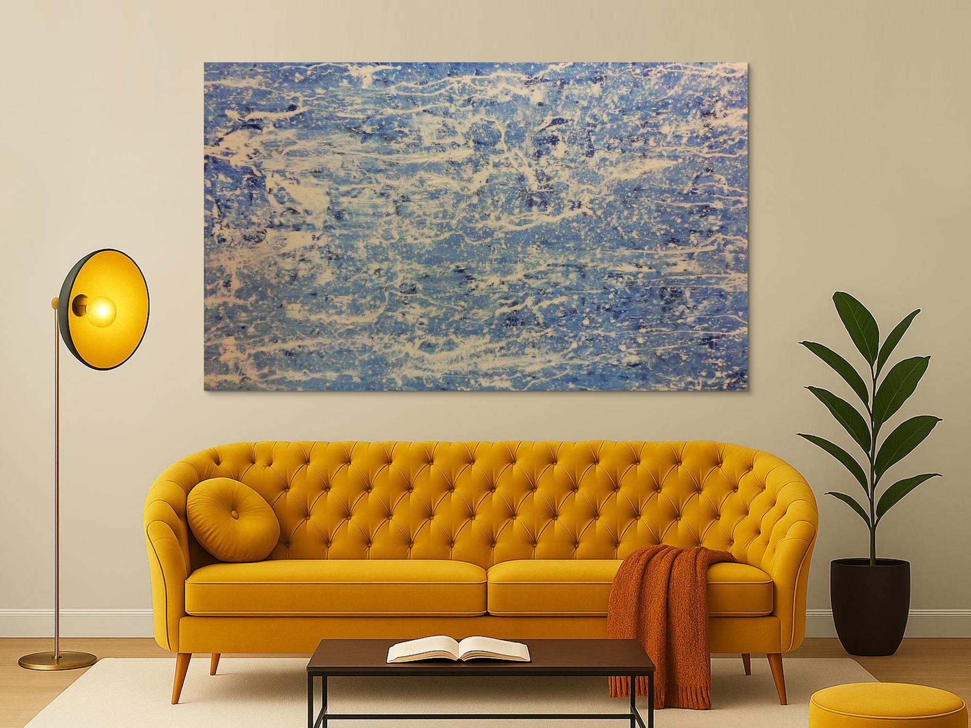 Schlichtes Acrylbild in blau weiß modern