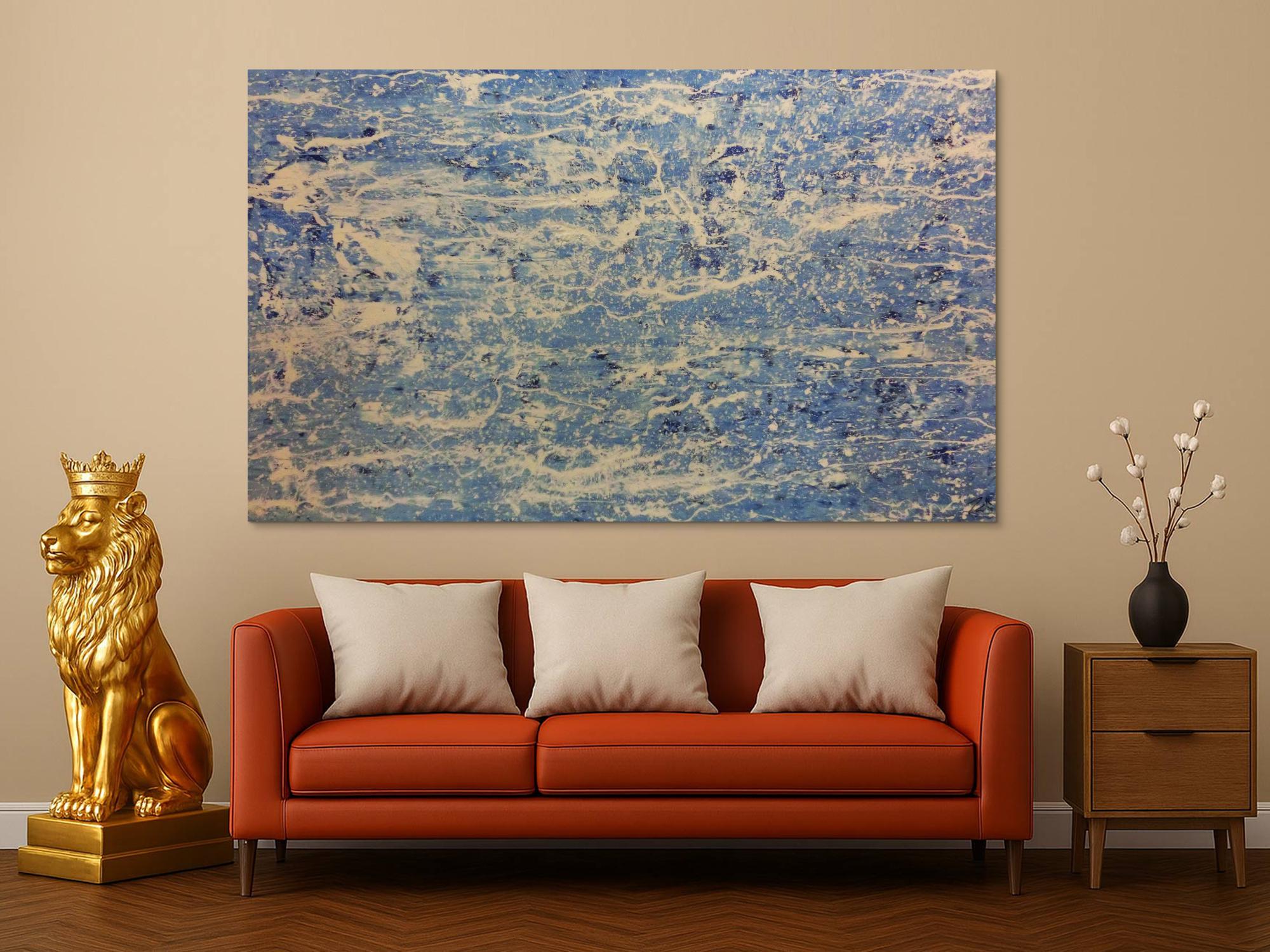 Schlichtes Acrylbild in blau weiß modern