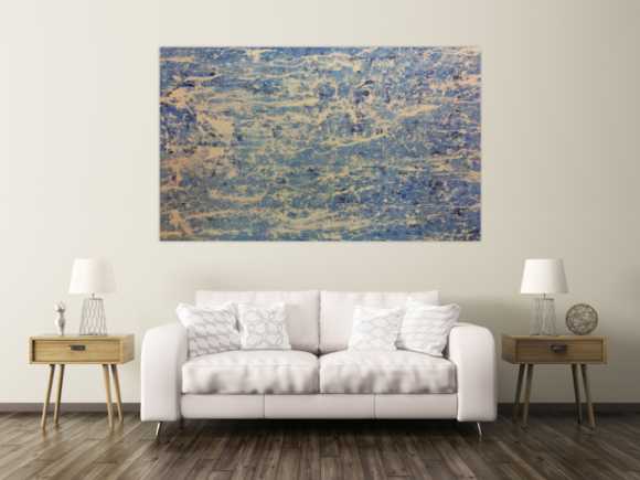 Schlichtes Acrylbild in blau weiß modern
