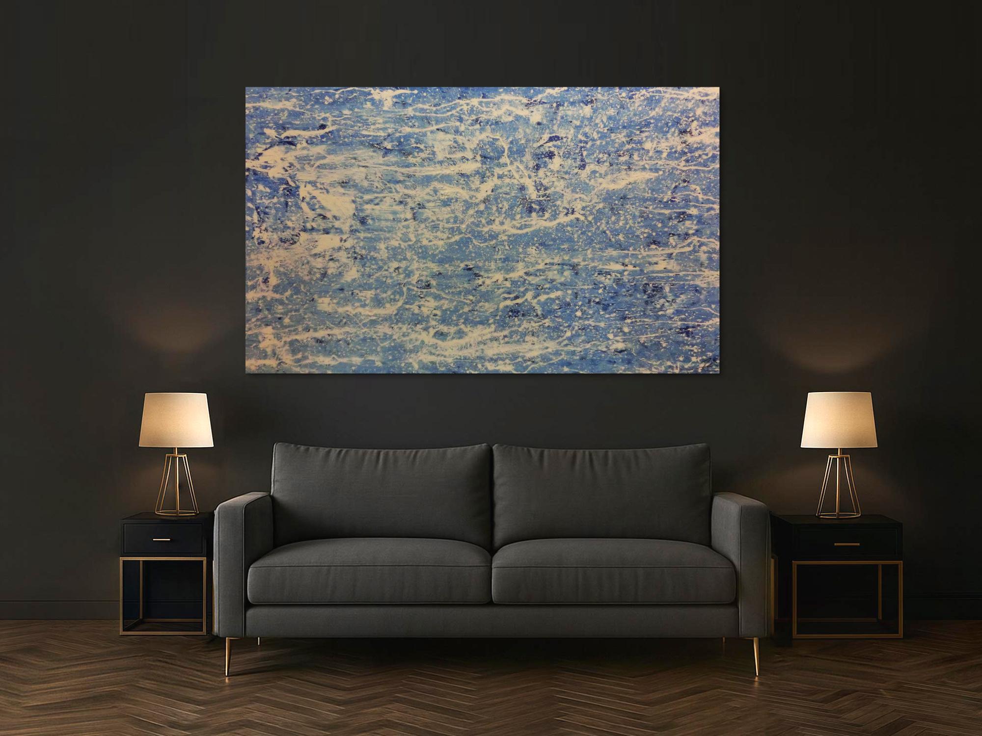 Schlichtes Acrylbild in blau weiß modern