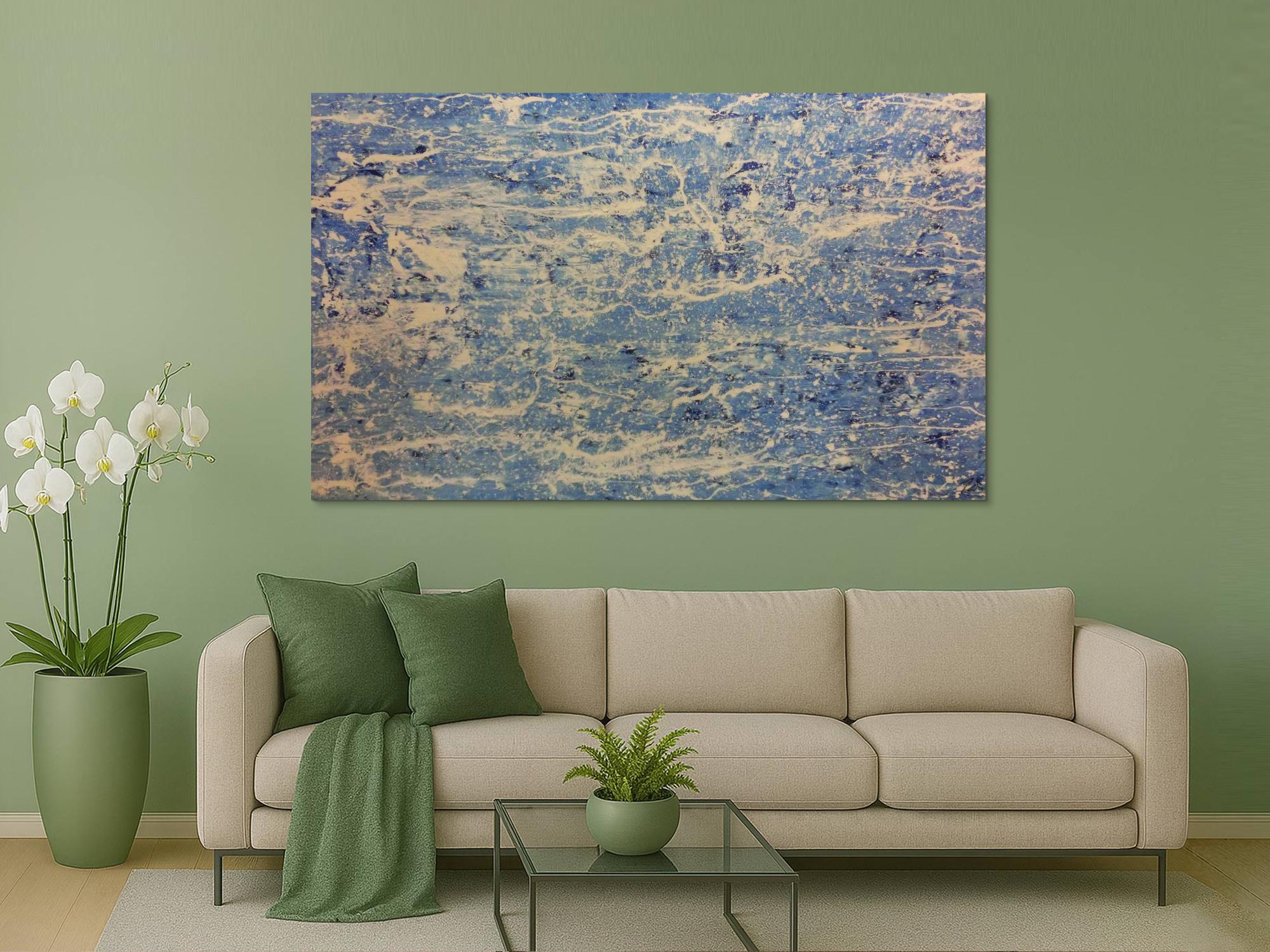 Schlichtes Acrylbild in blau weiß modern