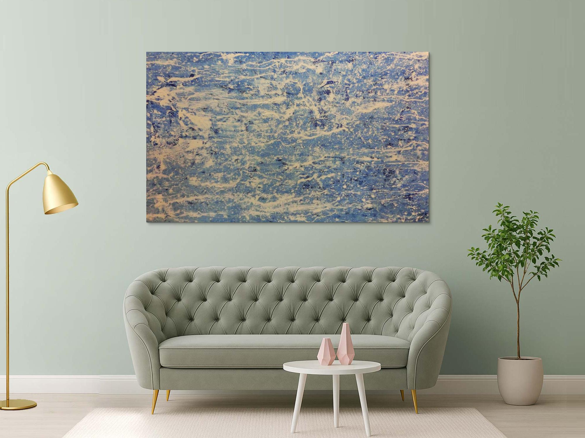 Schlichtes Acrylbild in blau weiß modern