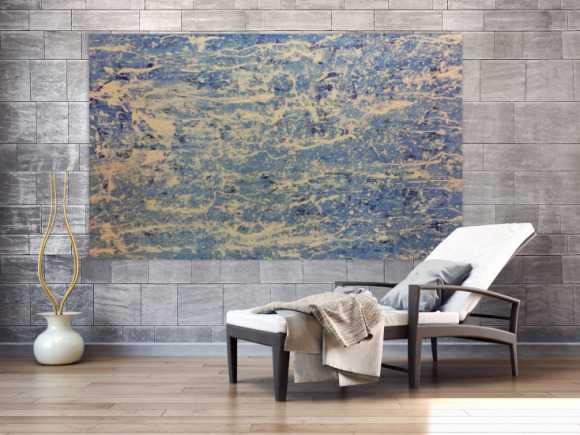 Schlichtes Acrylbild in blau weiß modern