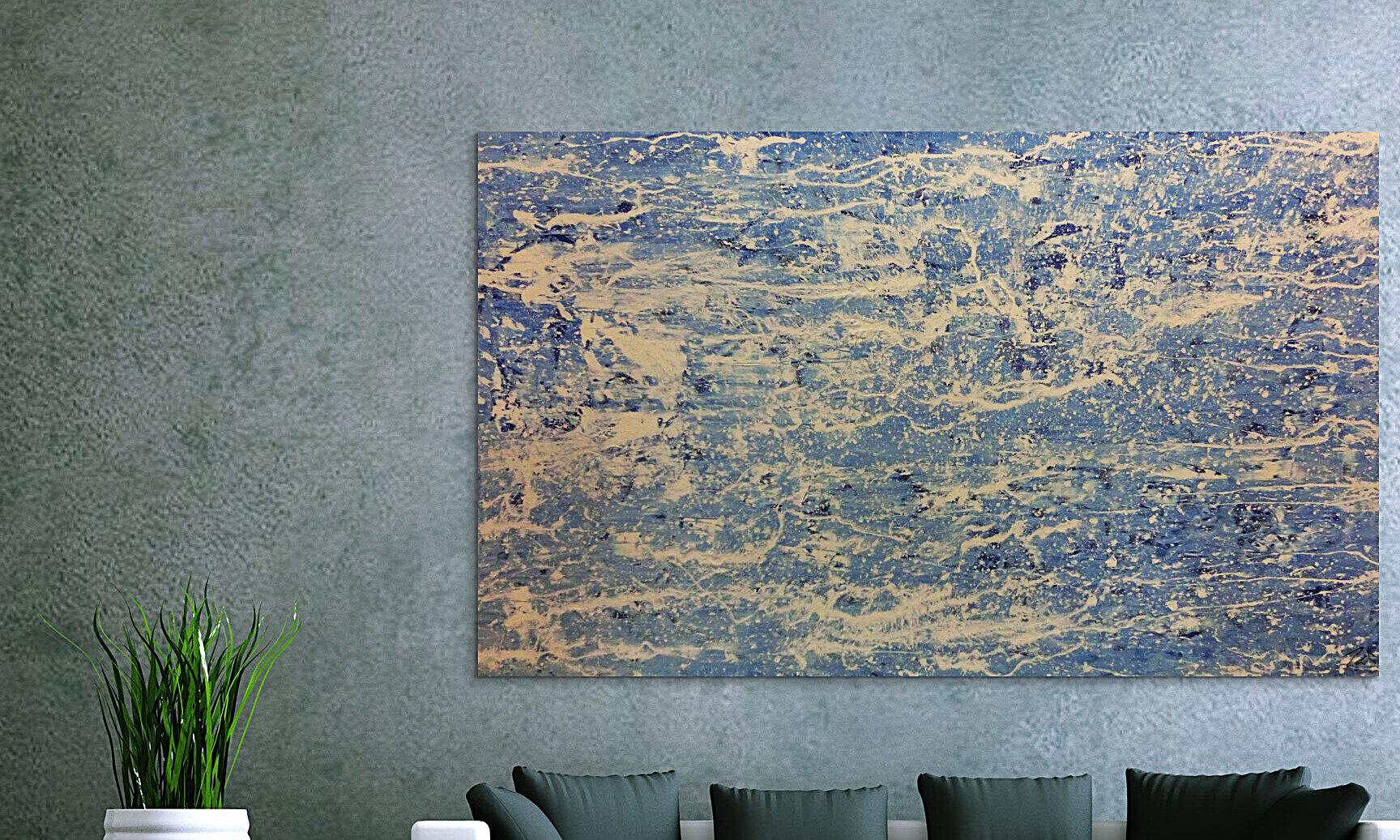 Schlichtes Acrylbild in blau weiß modern