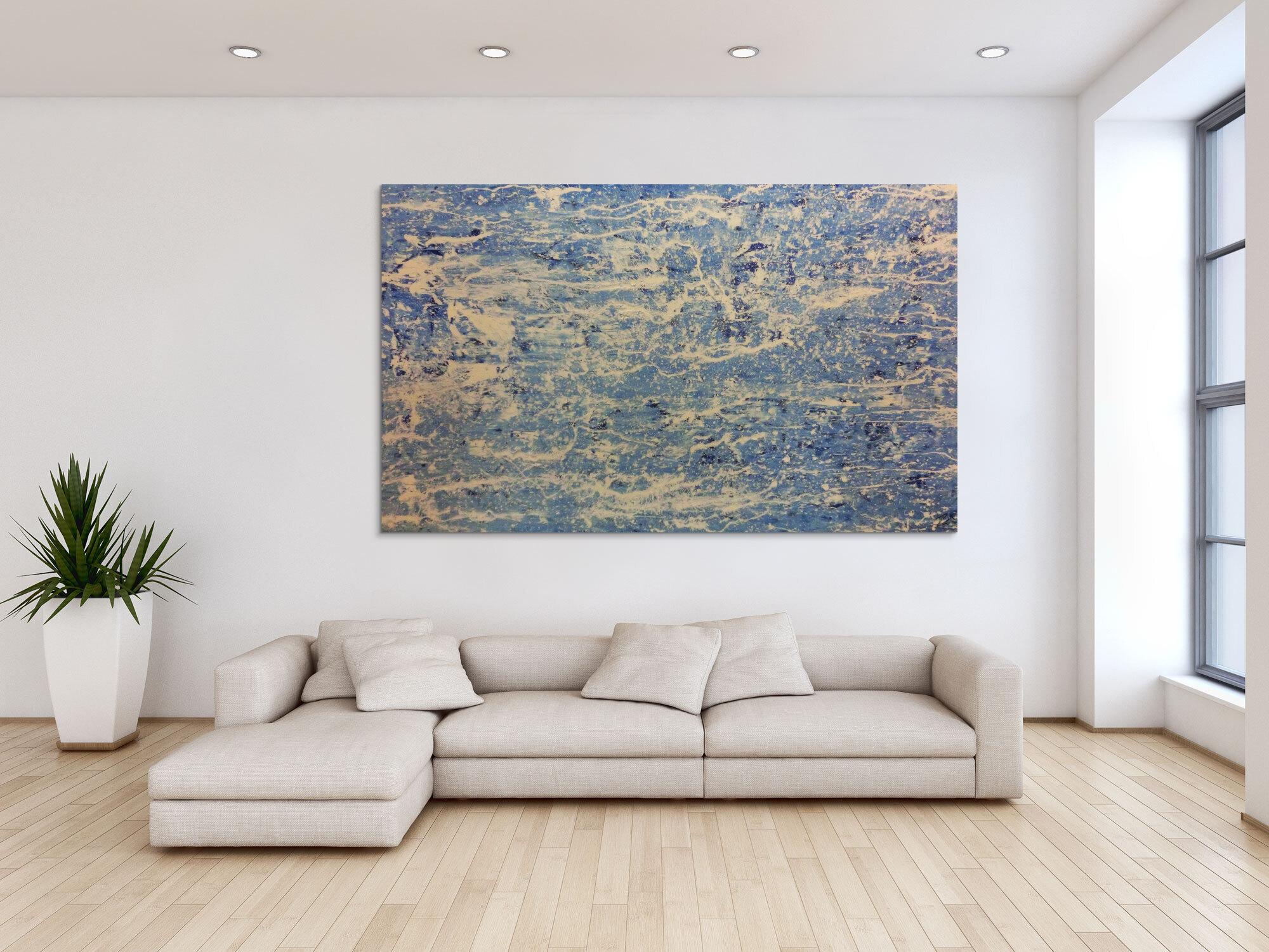 Schlichtes Acrylbild in blau weiß modern