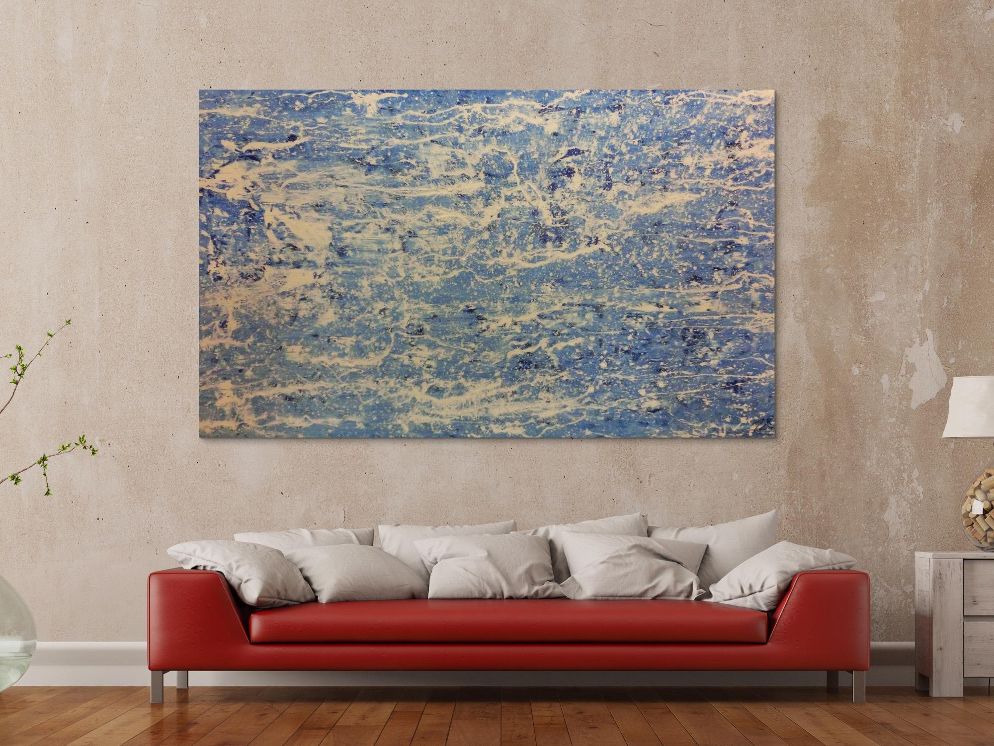 Schlichtes Acrylbild in blau weiß modern