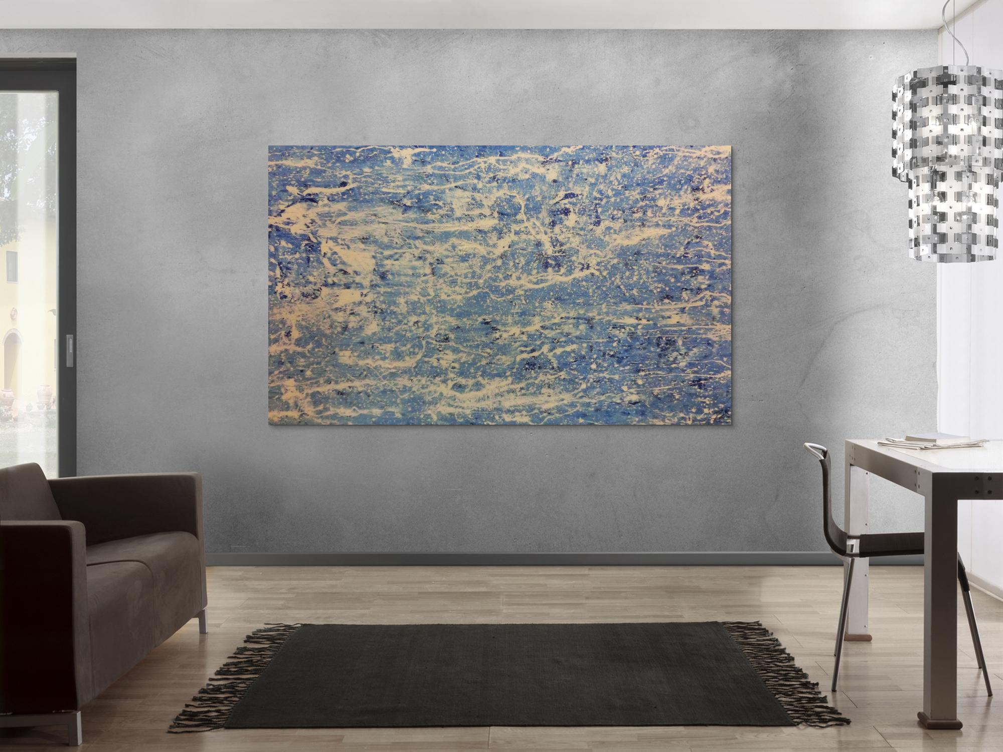 Schlichtes Acrylbild in blau weiß modern